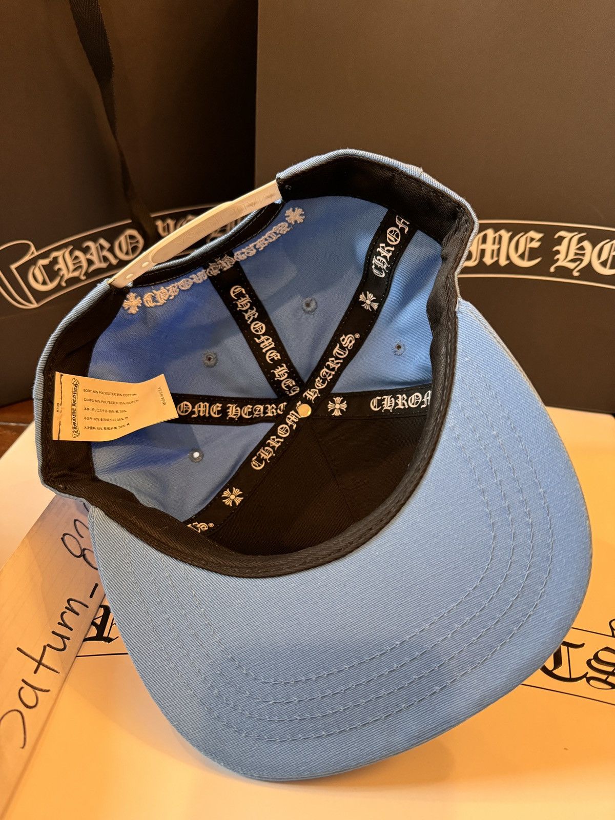 Chrome hearts hat ch baseball 5 panel blue white