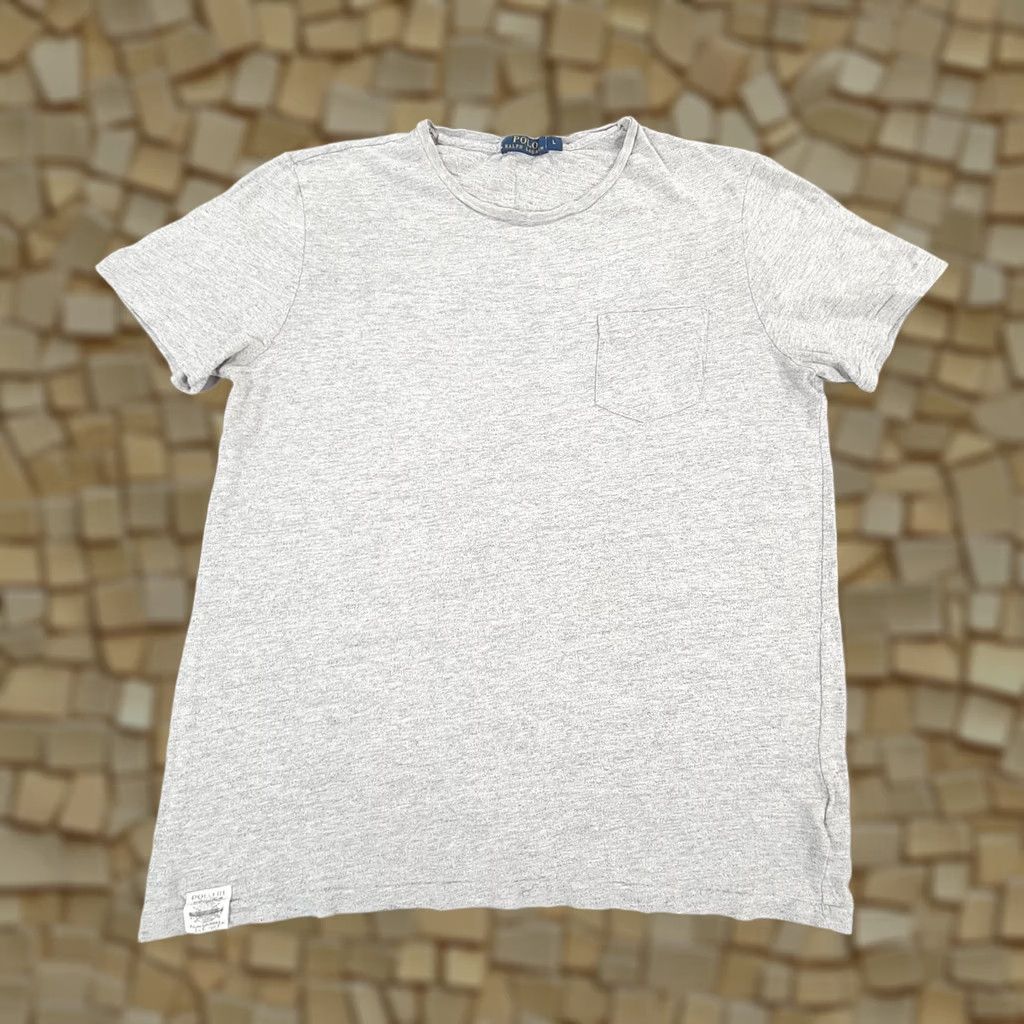 Polo Ralph Lauren Polo Ralph Lauren Mens T Shirt Grey Large Pocket Tee Cotton Short Sleeves Top Size US L / EU 52-54 / 3 - 1 Thumbnail