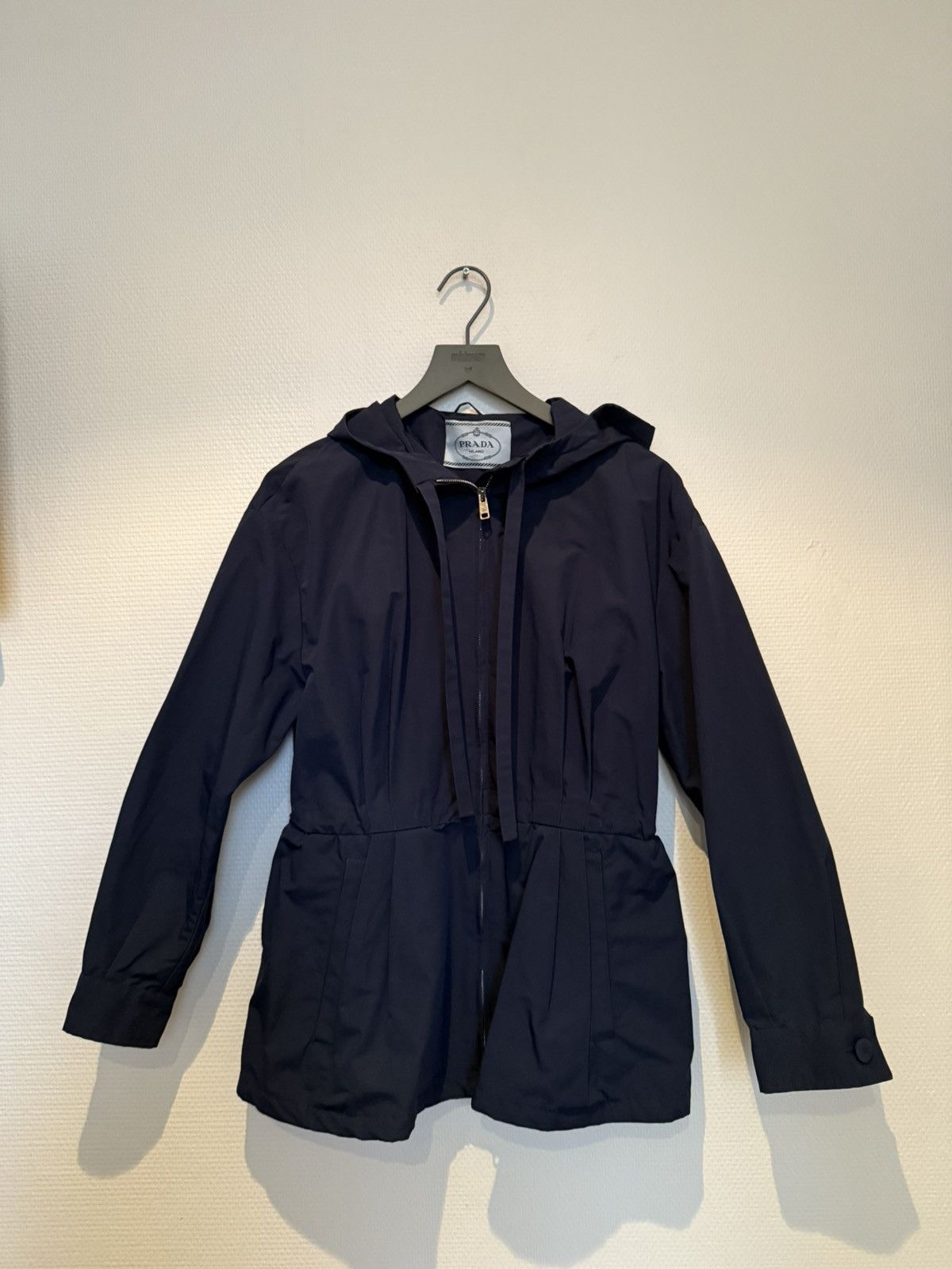 Prada Prada Hooded Raincoat Navy Technical Jacket Size S (IT 42) Size S / US 4 / IT 40 - 1 Thumbnail