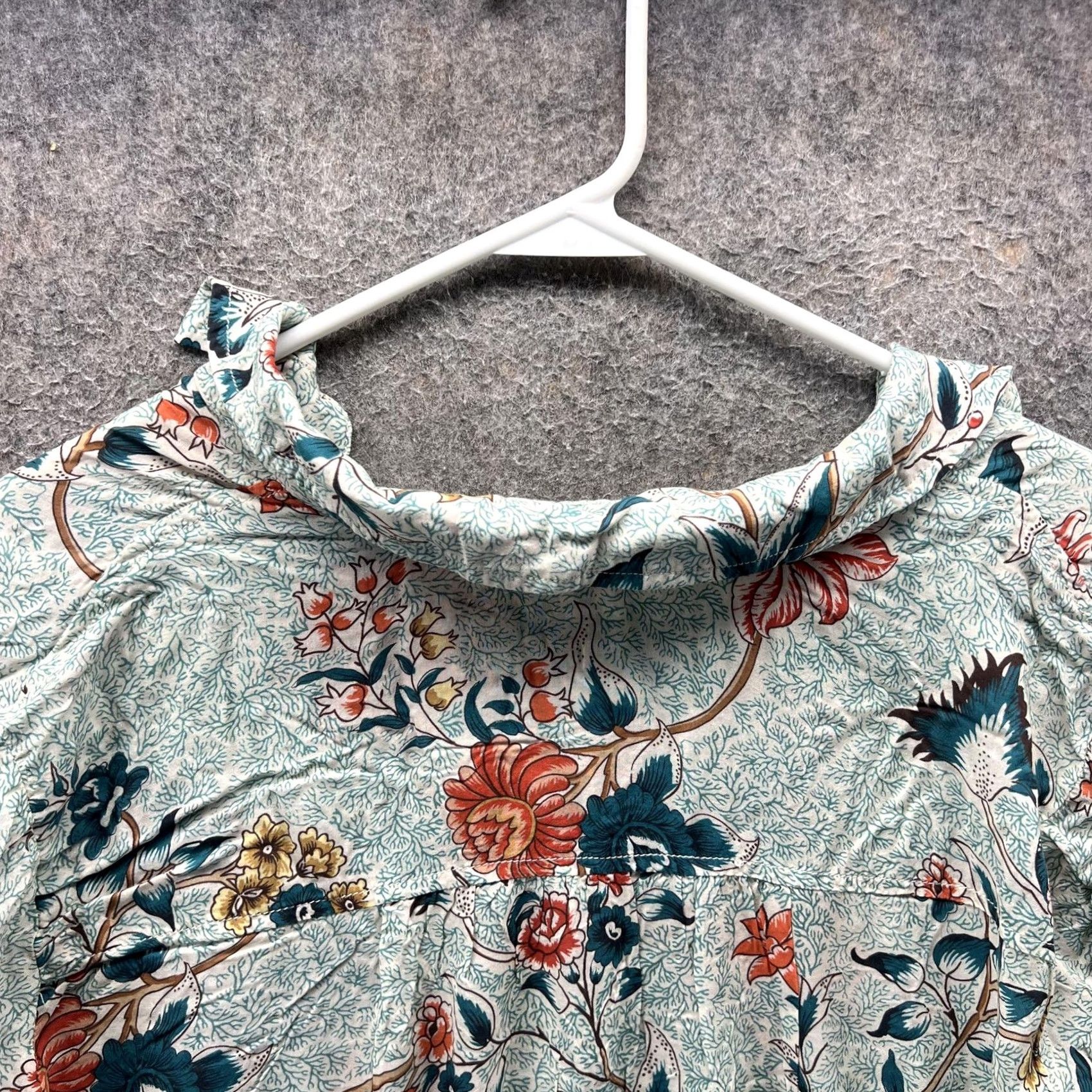 Vintage Pilcro Tunic Blouse Womens Medium Green Floral Button Front Modal Top Shirt Size M / US 6-8 / IT 42-44 - 3 Thumbnail