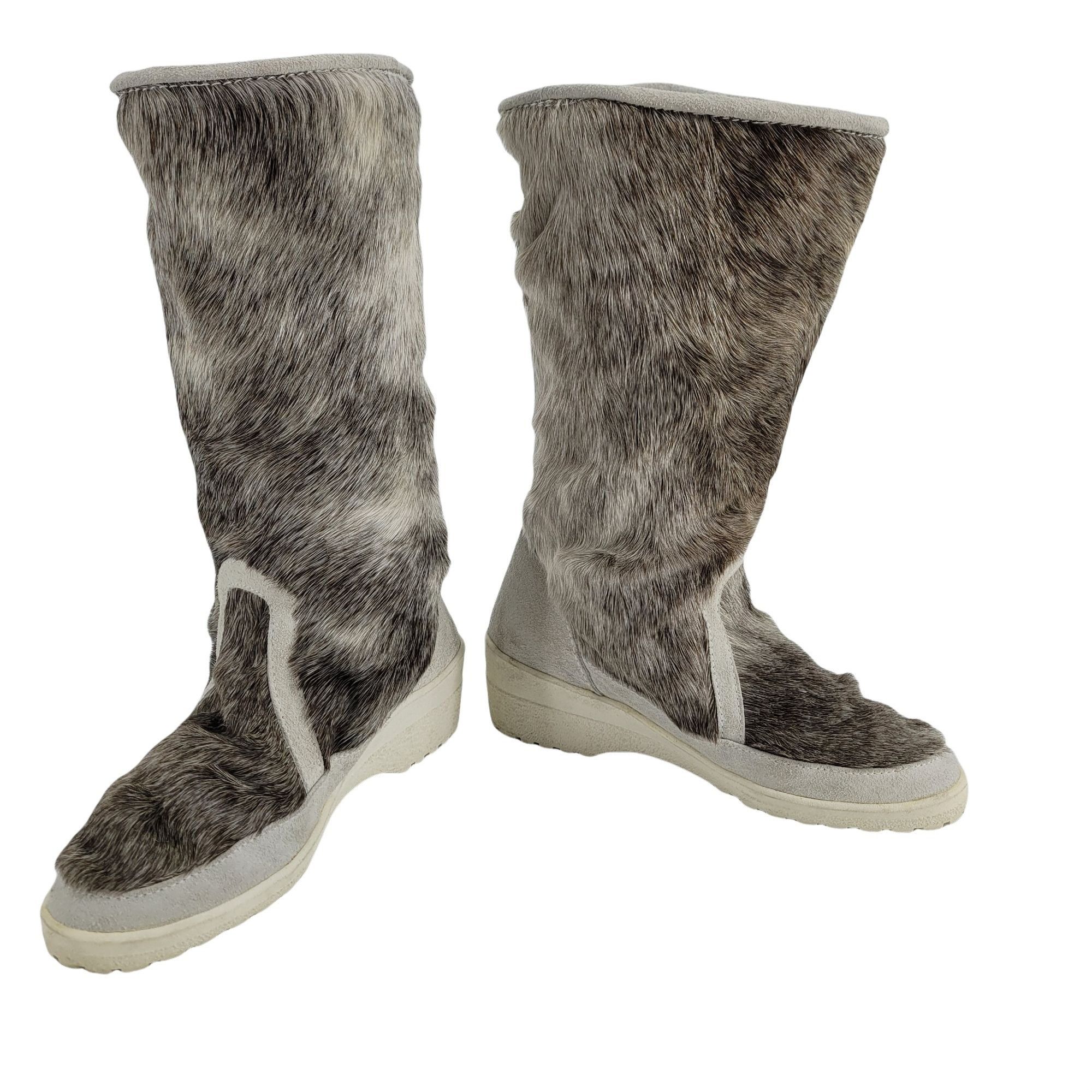 Vintage Vtg Italian Fur Winter Boots 7.5 Leather Sherpa Lined Rubber Size US 7.5 / IT 37.5 - 11 Thumbnail