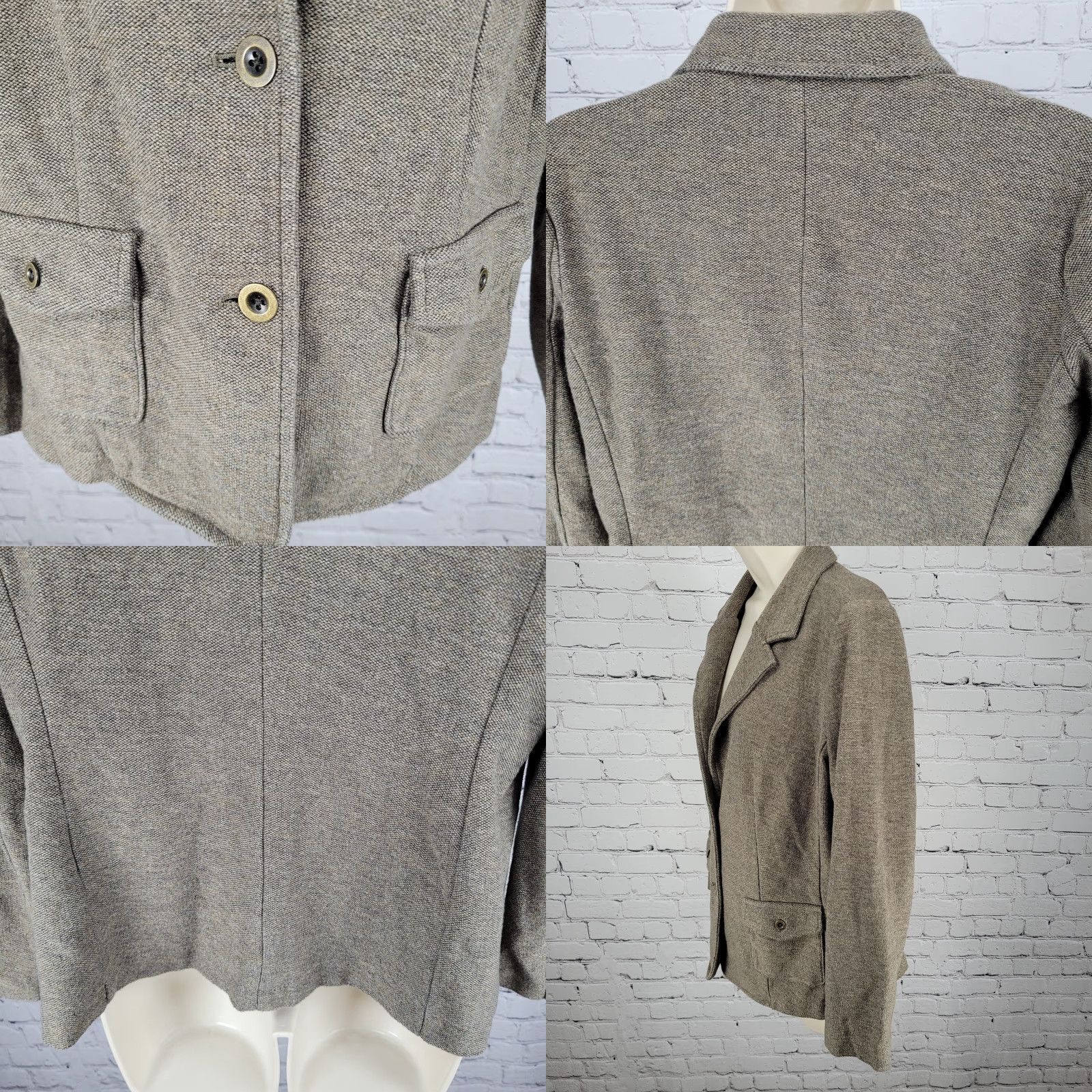 J. Jill J. Jill Jacket Women M Brown Textured Cotton Blend Buttoned Unlined Short Collared Pockets Size M / US 6-8 / IT 42-44 - 8 Thumbnail
