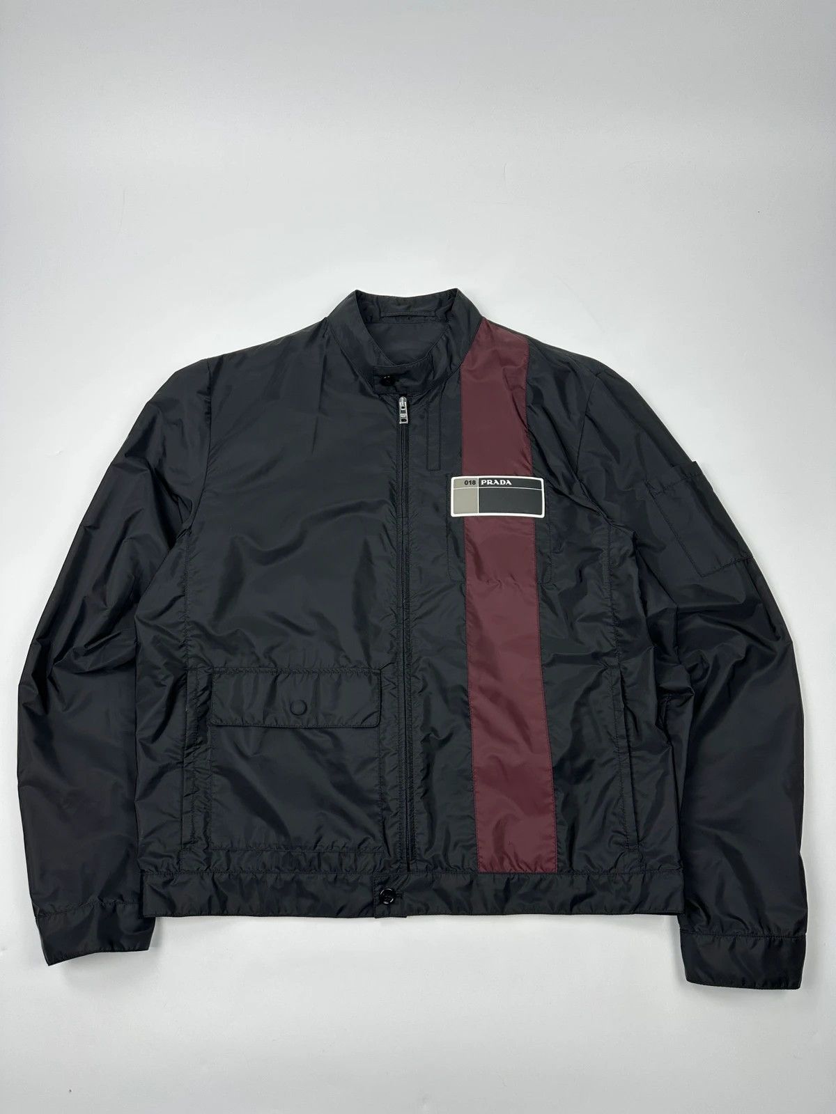 Prada Prada Milano SS2018 Black Light Nylon Burgundy Strip Size US L / EU 52-54 / 3 - 1 Thumbnail