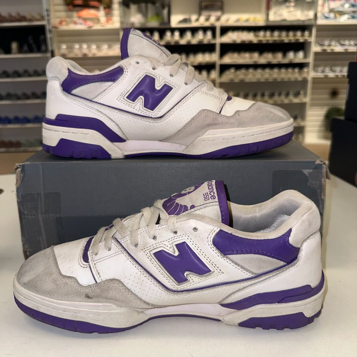 New Balance Size 10.5 - New Balance 550 White/Purple 2021 - BB550WR1 Size US 10.5 / EU 43-44 - 2 Thumbnail