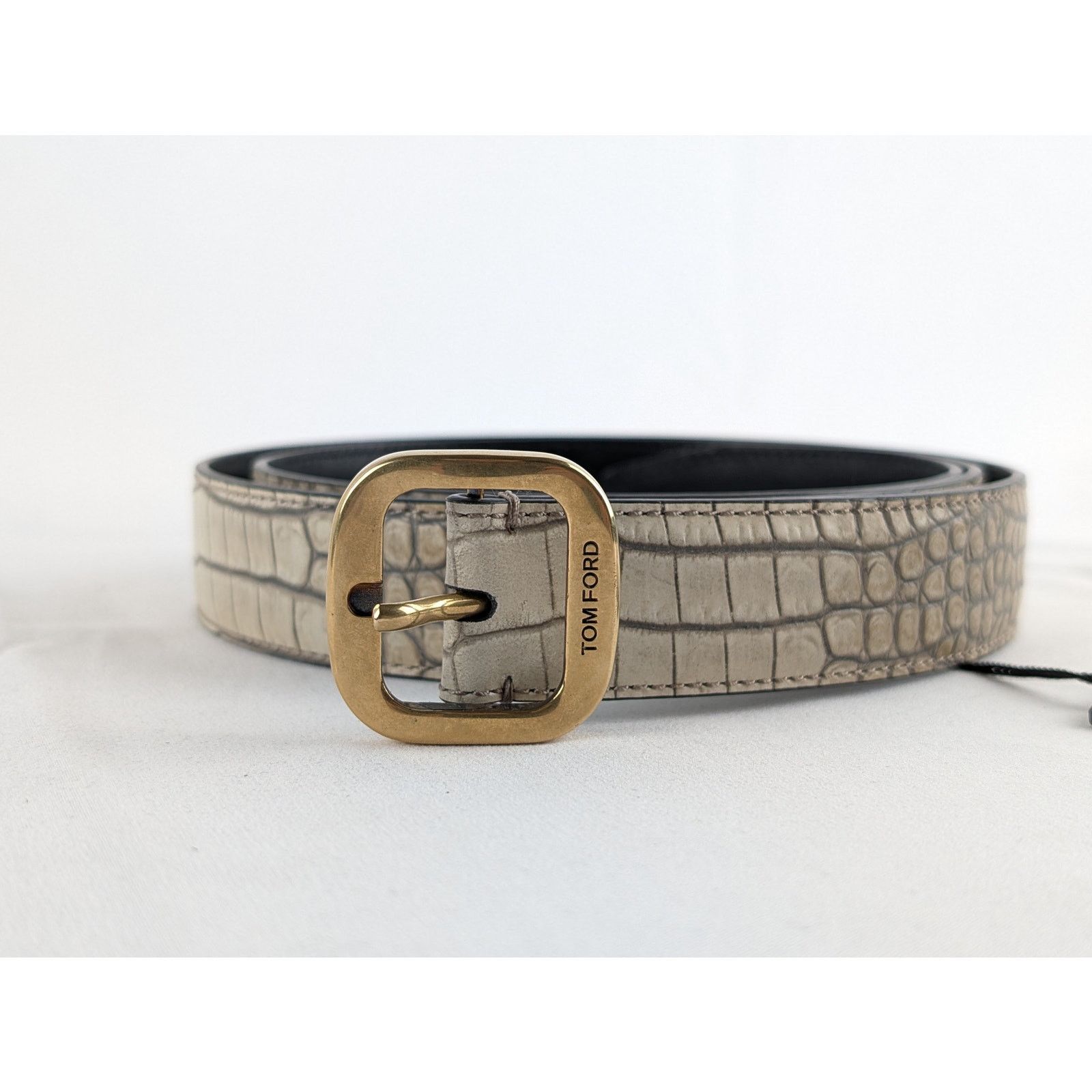 Tom Ford o1rshd1 Q:2 / Size: 100cm / Men's Leather Belt in Beige Size 38 - 1 Thumbnail