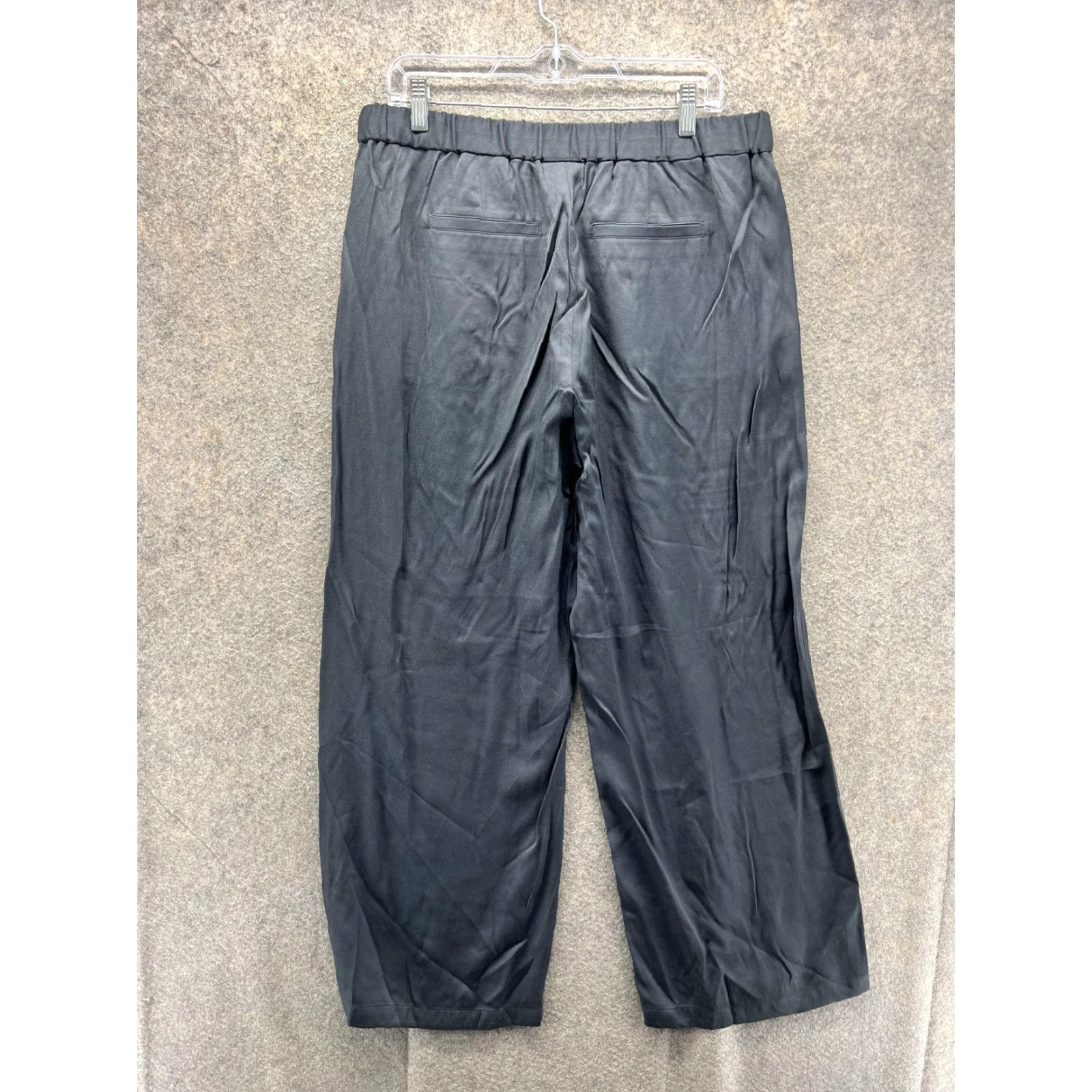 J. Jill J Jill Pants Womens Medium Black Satin Wide Leg Elastic Waist Pull On Trousers Size 32" / US 10 / IT 46 - 7 Thumbnail