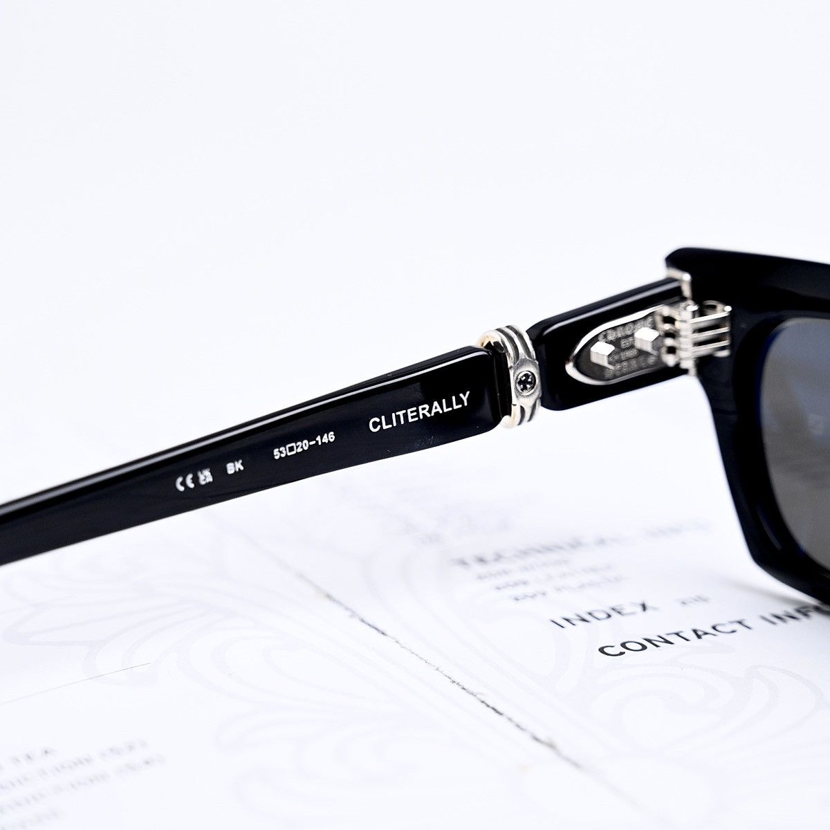 Chrome Hearts CHROME HEARTS CLITERALLY BLACK/SHINY SILVER SUNGLASSES Size ONE SIZE - 6 Thumbnail
