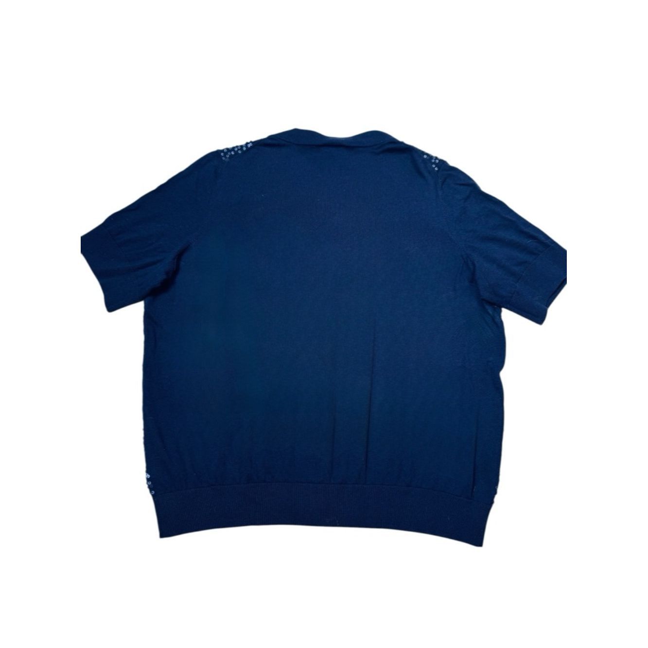 Talbots Talbots Navy Sequin Front Short Sleeve Cotton Blend Cardiga Size XL / US 12-14 / IT 48-50 - 4 Thumbnail