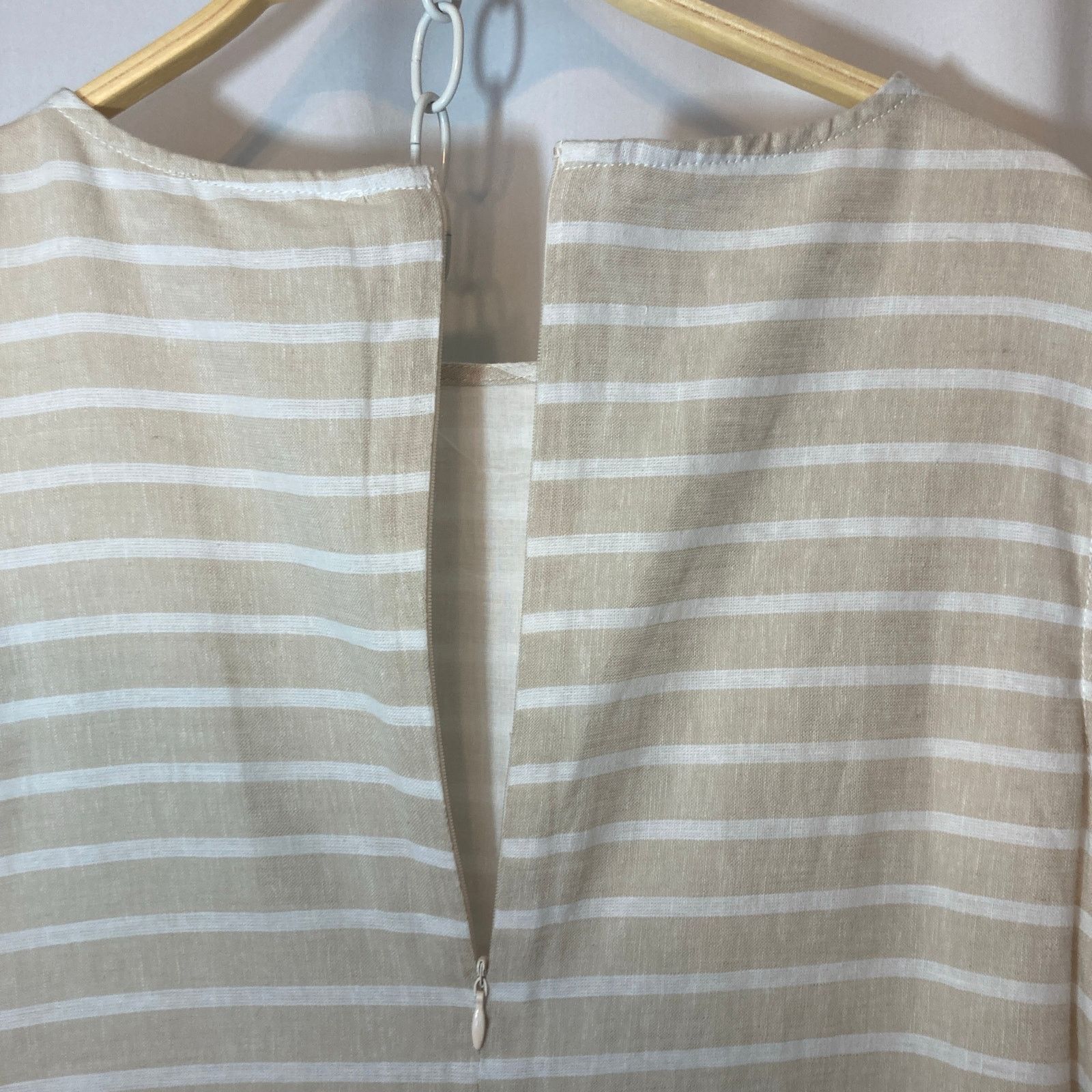 NWT BeachLunchLounge Linen Blend Tan White Stripes Dress