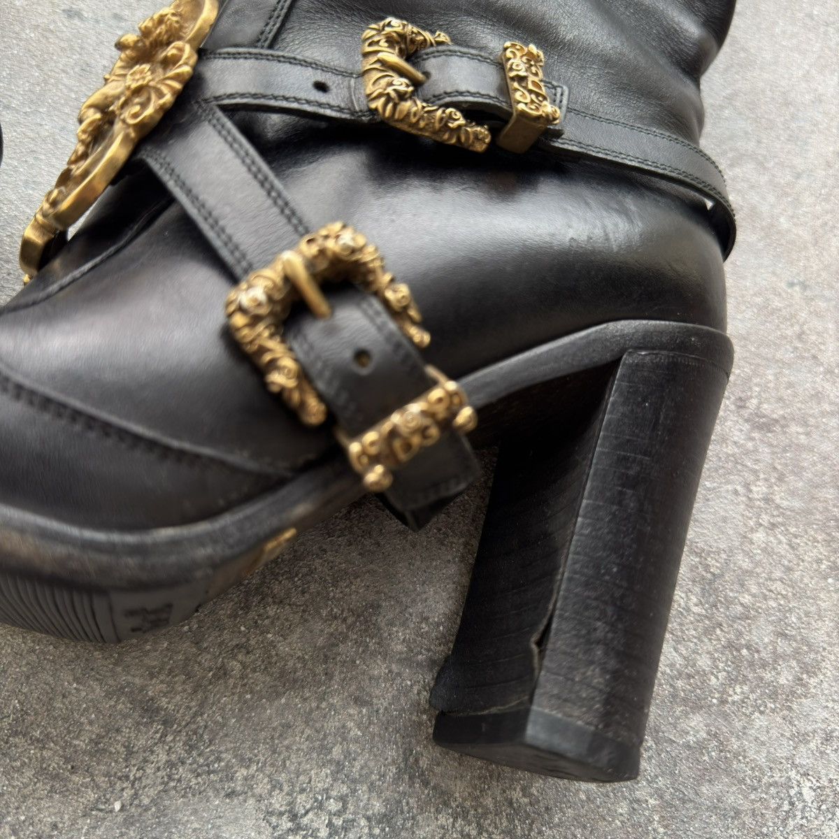 Dolce & Gabbana Dolce & Gabbana Black Leather Heels Boots Size US 6 / IT 36 - 7 Thumbnail
