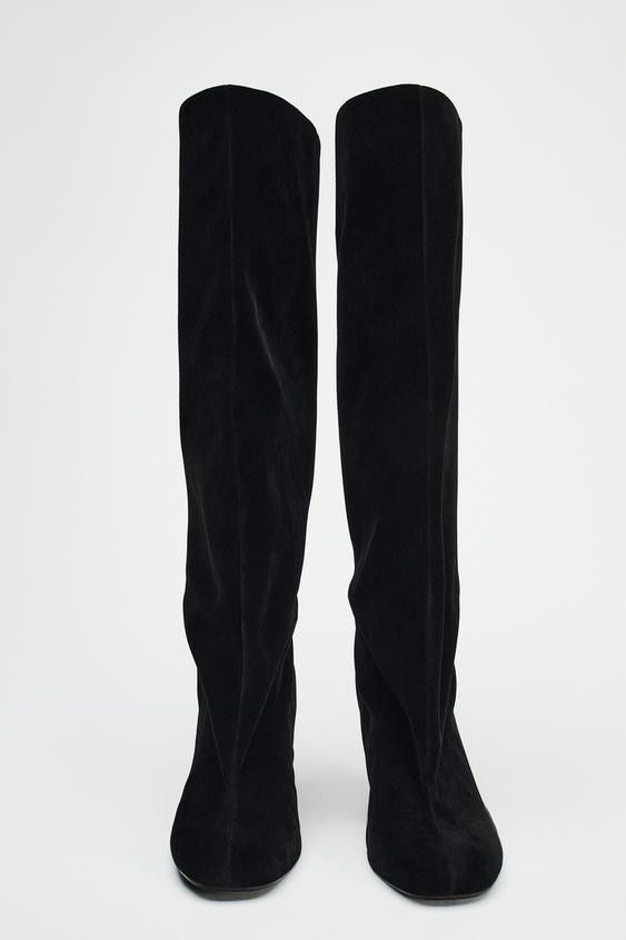 Zara VELVET LOOK HEELED BOOTS Size US 10 / IT 40 - 2 Thumbnail