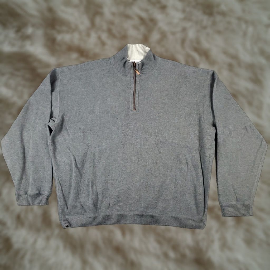 Tommy Bahama VINTAGE Tommy Bahama Sweater Pullover 1/4 Zip Men's 2XL Gray Knit Casual Outdoor Modern Size US XXL / EU 58 / 5 - 1 Thumbnail