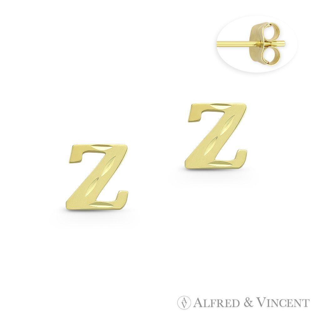 Other Initial Letter "Z" Stud Earrings with Push-Back Posts in 14k Size ONE SIZE - 1 Preview