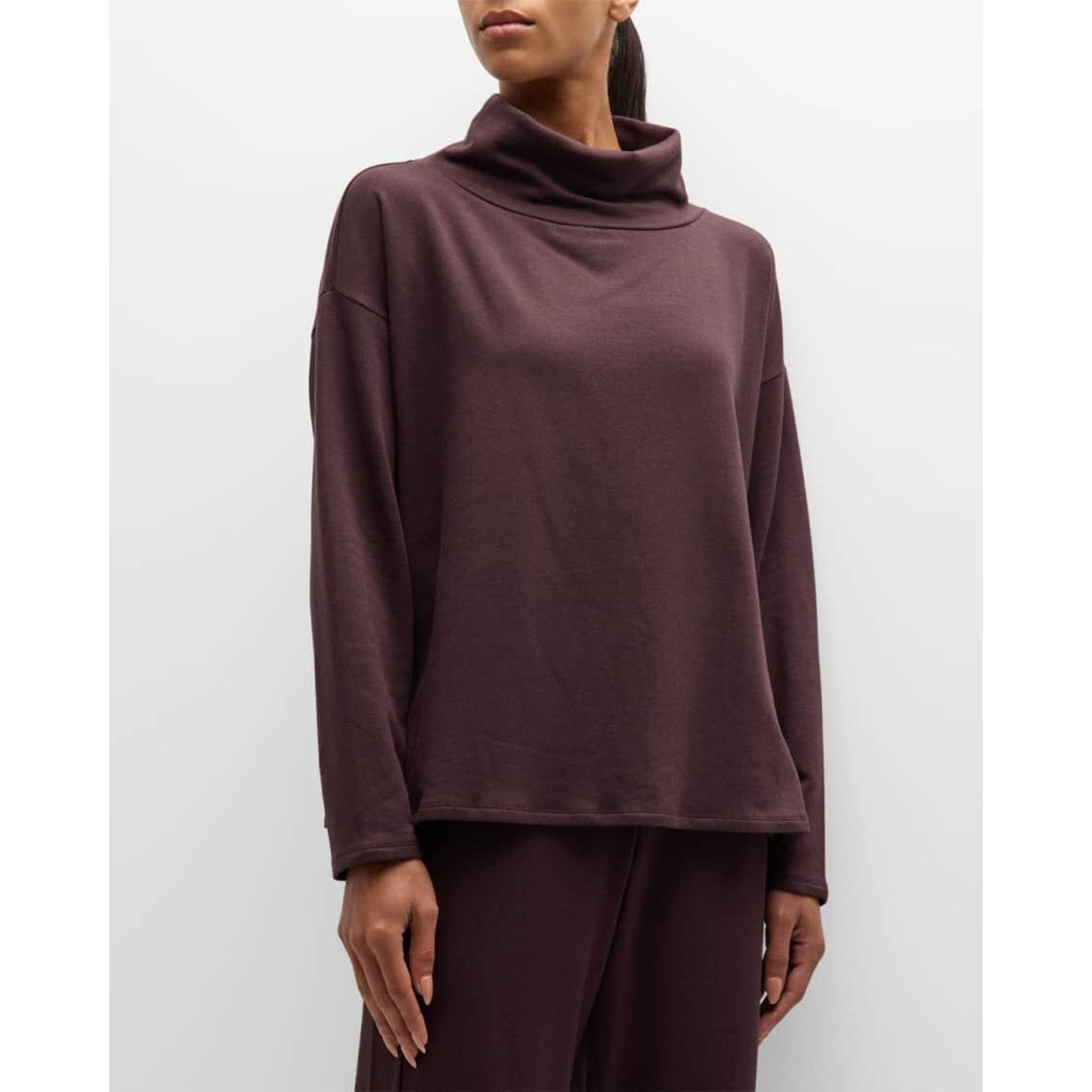 Eileen Fisher Eileen Fisher Mock Washable Organic Coton Top Size L A000472 Size L / US 10 / IT 46 - 1 Thumbnail