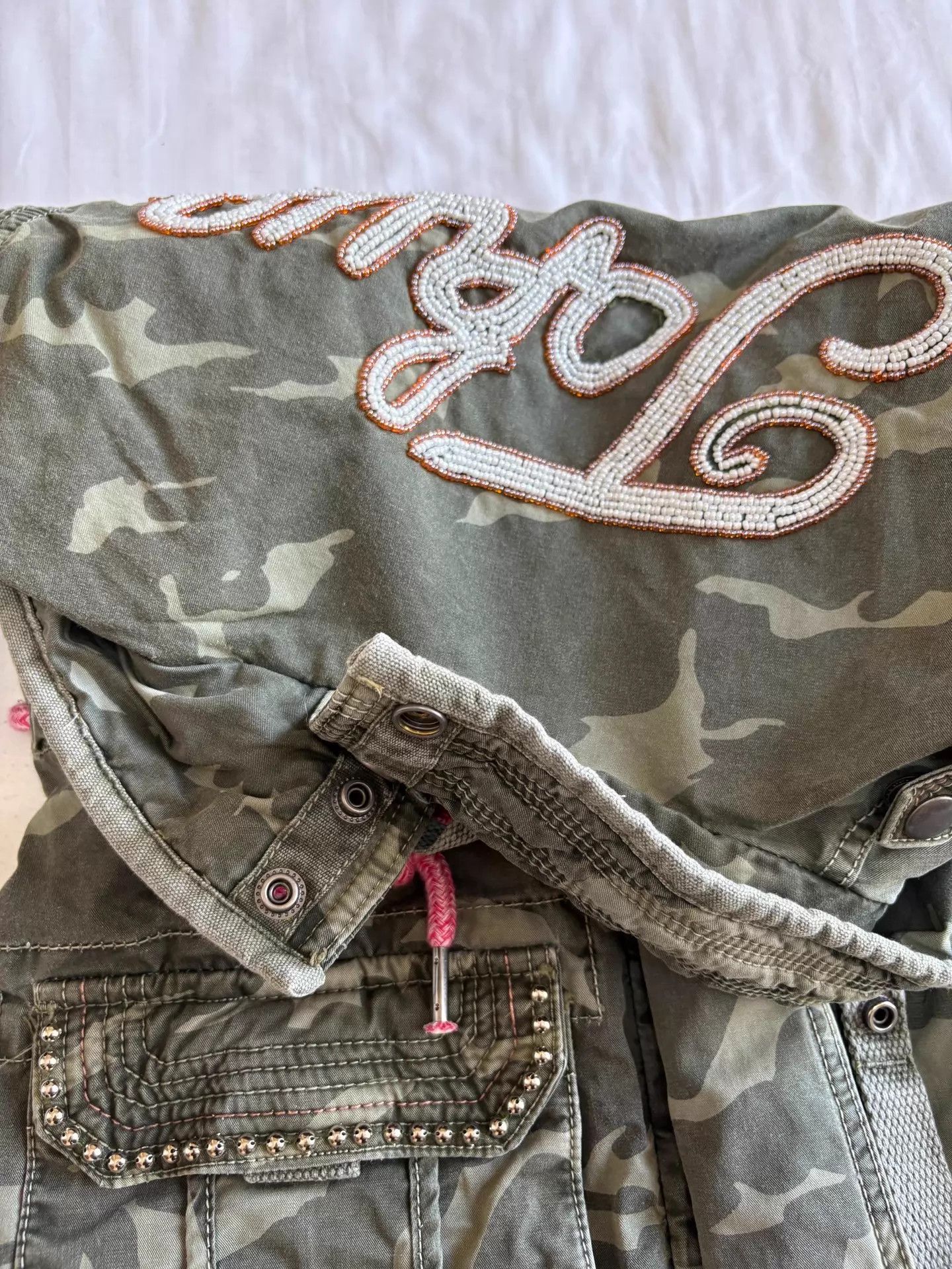 Other TOUGH Camo Beaded Floral Embroidered Drawstring Jacket Size S / US 4 / IT 40 - 9 Thumbnail