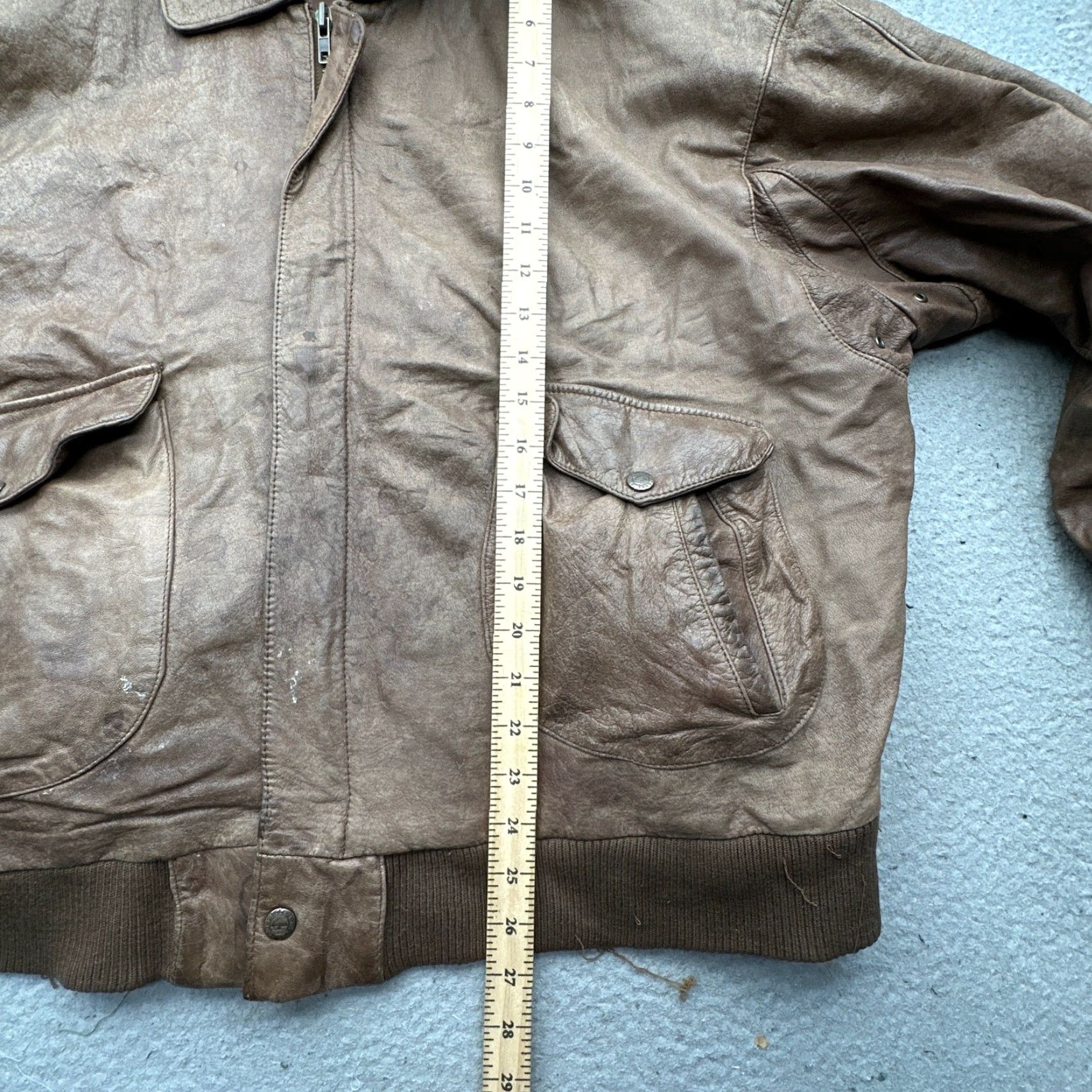 Roundtree & Yorke VINTAGE Roundtree & Yorke Bomber Leather Jacket Mens XL Brown Map Lined Flight Jacket Size US XL / EU 56 / 4 - 6 Thumbnail