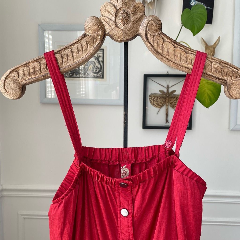 Other Vintage Y2K Apple Bottoms Red Satin Romper Removable Straps Size US 28 / EU 44 - 2 Thumbnail