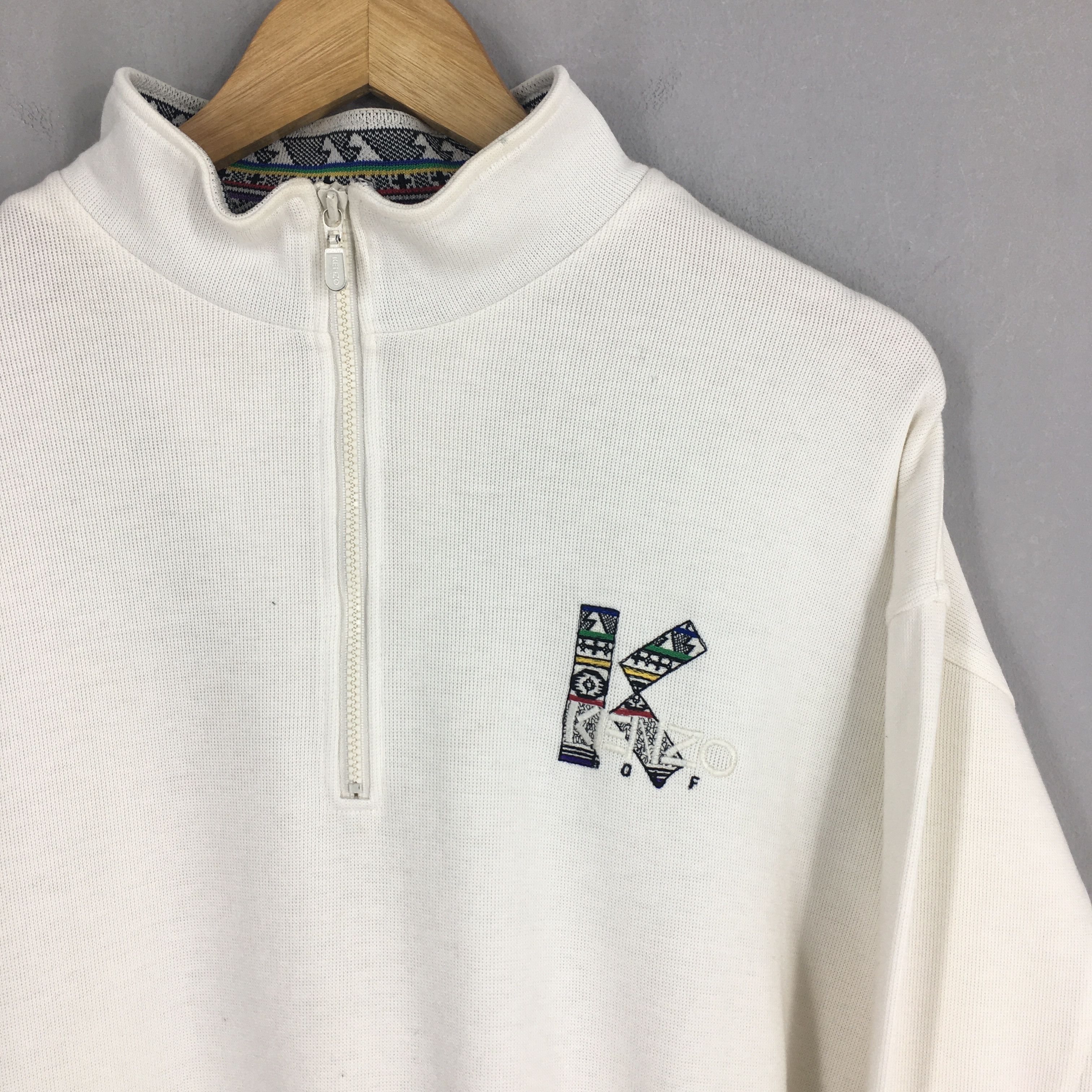 Designer × Kenzo Vintage Kenzo Golf White Half Zip Sweater Large Size US L / EU 52-54 / 3 - 2 Thumbnail