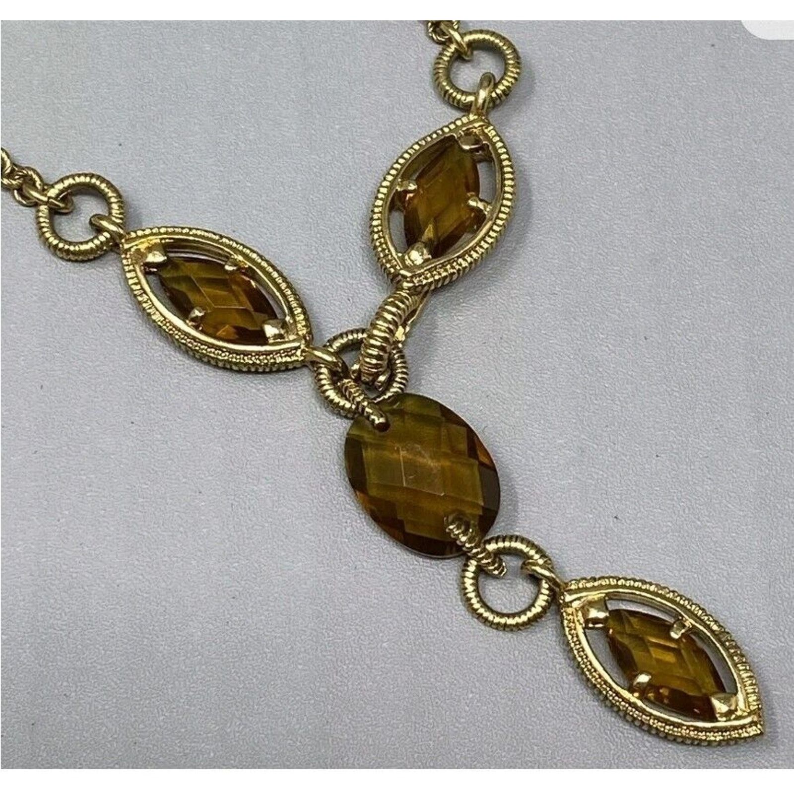 Monet Monet Necklace Vintage Gold Tone Brown Station Y Drop Size ONE SIZE - 21 Thumbnail