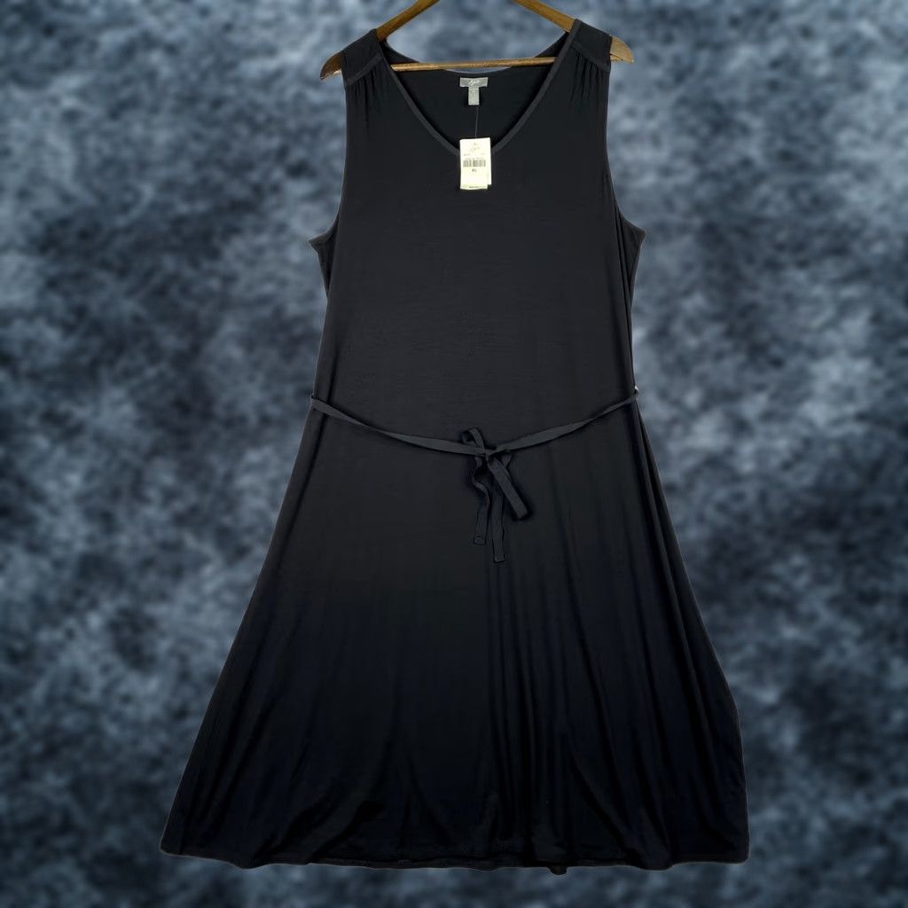 J. Jill J. Jill Dress XL Black Knit Belted Sleeveless V-Neck Midi NWT Dress Size XL / US 12-14 / IT 48-50 - 1 Thumbnail