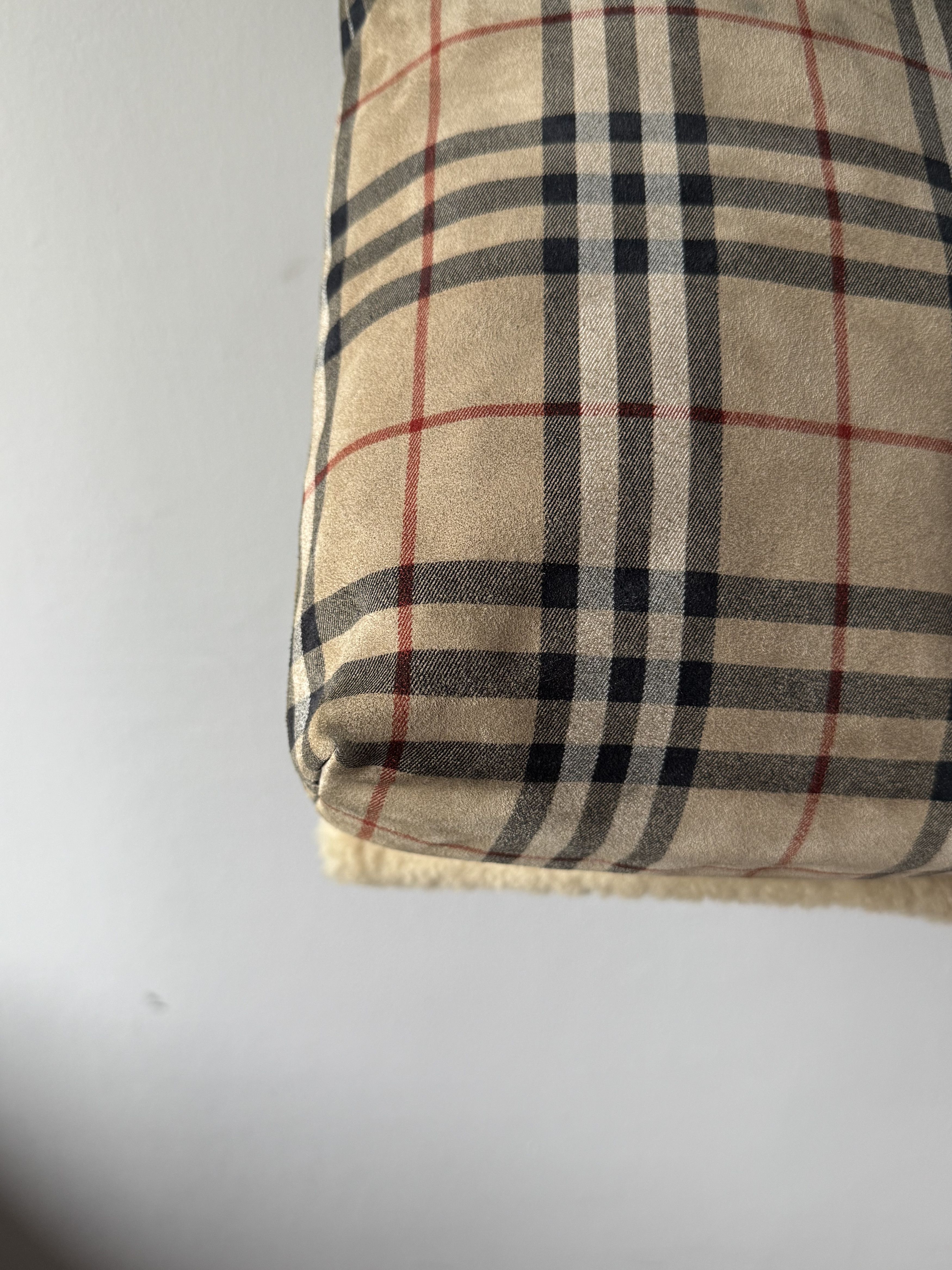 Burberry Burberry Nova Check Suede Shearling Shoulder Open Flap Bag Size ONE SIZE - 13 Thumbnail