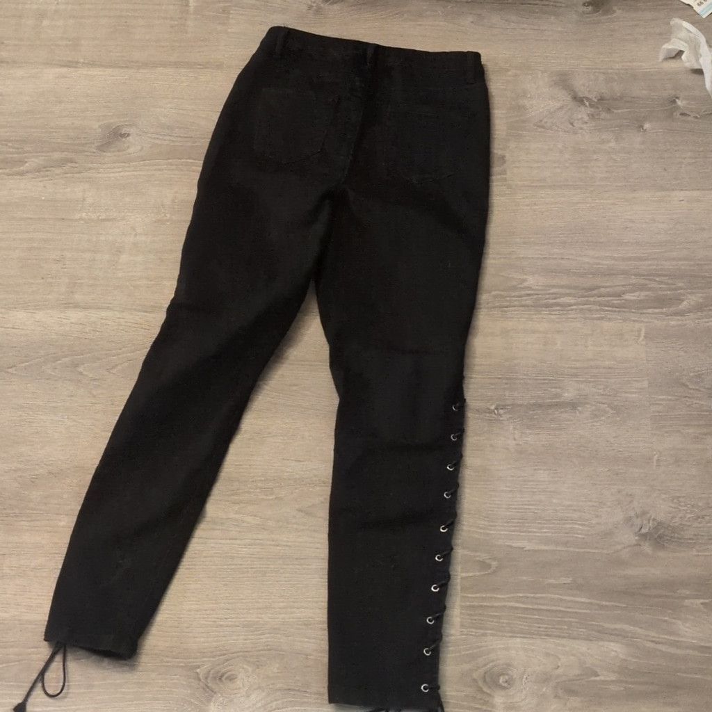 Missguided Missguided black lace down the legs jeans size 8 Size 30" / US 8 / IT 44 - 5 Thumbnail