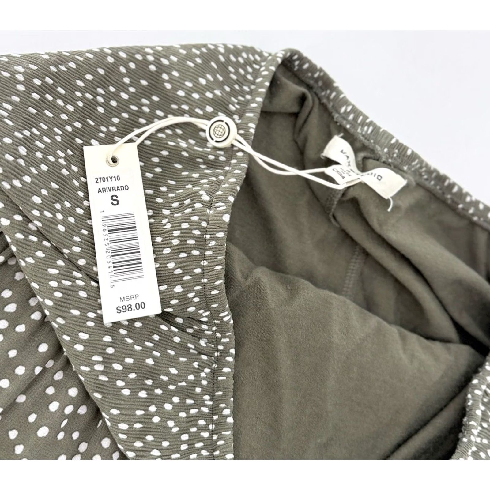 Vintage Max Studio Green & White Polka Dot Lined Short Skirt Sz Sm Boho Pull On Logo NWT Womens Size 28" / US 6 / IT 42 - 5 Thumbnail
