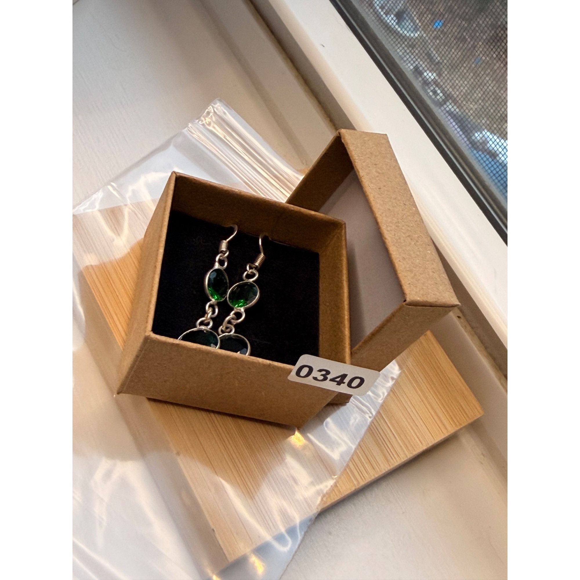 Other Sterling Silver Green Crystal Drop Earrings Size ONE SIZE - 5 Thumbnail