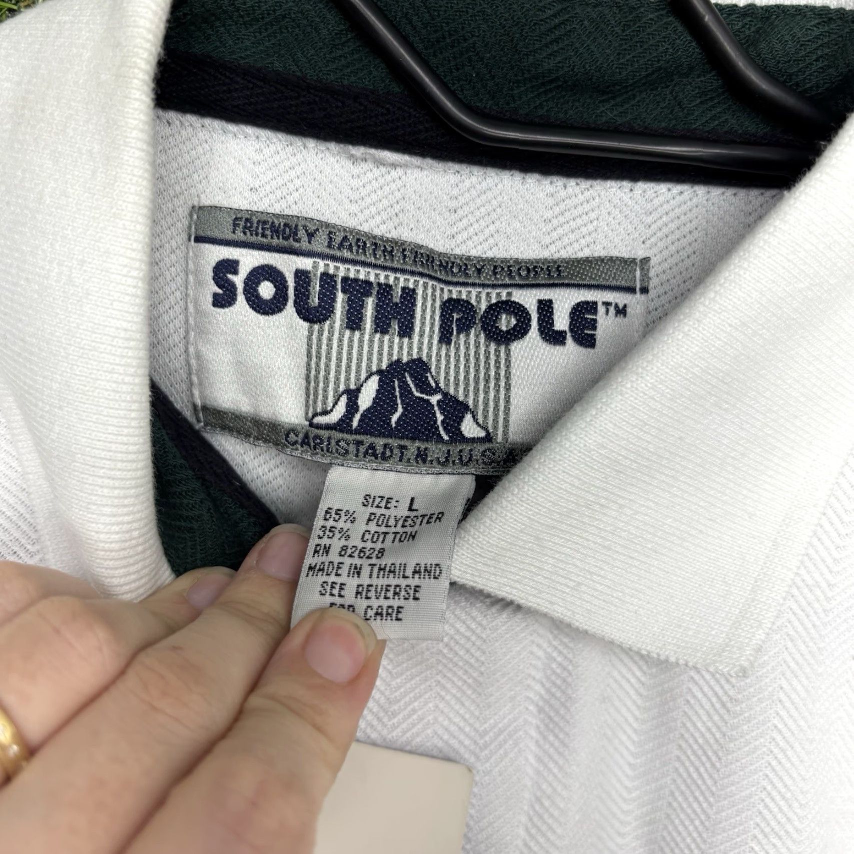 Southpole VINTAGE South Pole Shirt Mens L White Striped 90s USA Polo Short Sleeve Rugby NWT Size US L / EU 52-54 / 3 - 3 Thumbnail