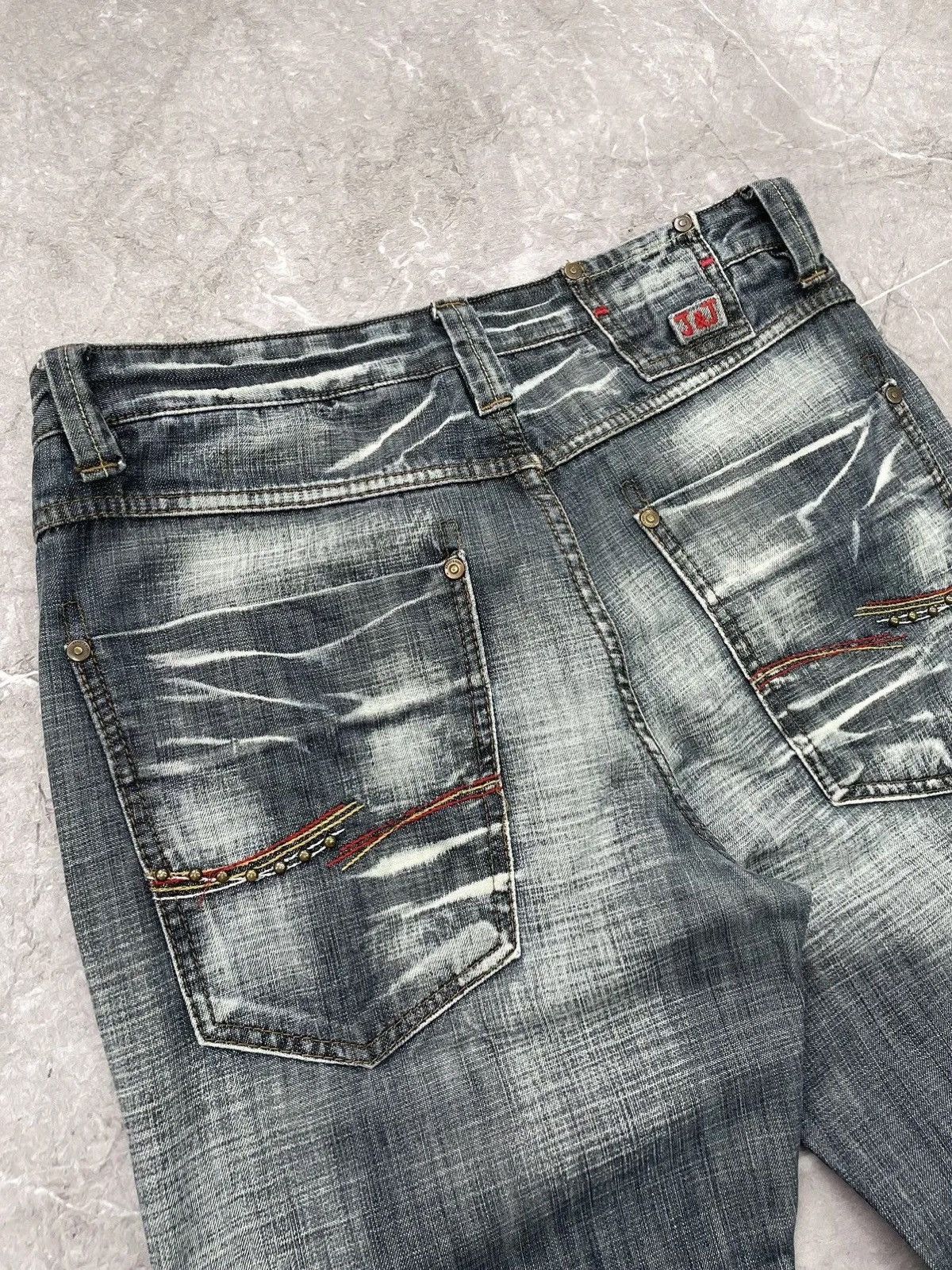 Washed wide leg Diesel style distressed jeans pants y2k