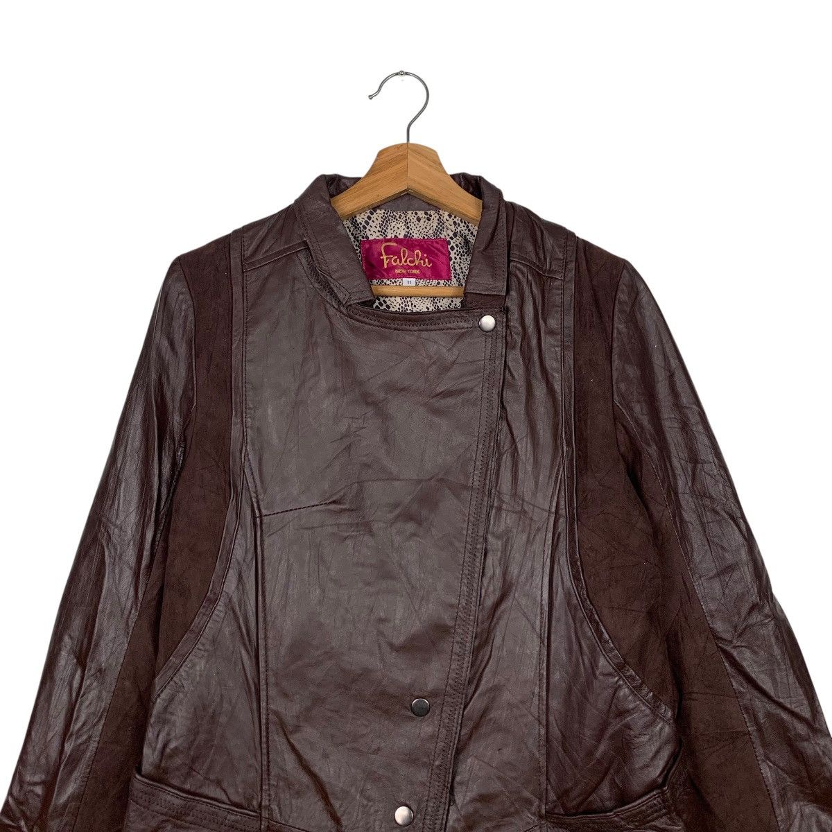 Japanese Brand CARLOS FALCHI Sheepskin Synthetic Leather Jacket #2115-C93 Size S / US 4 / IT 40 - 2 Thumbnail