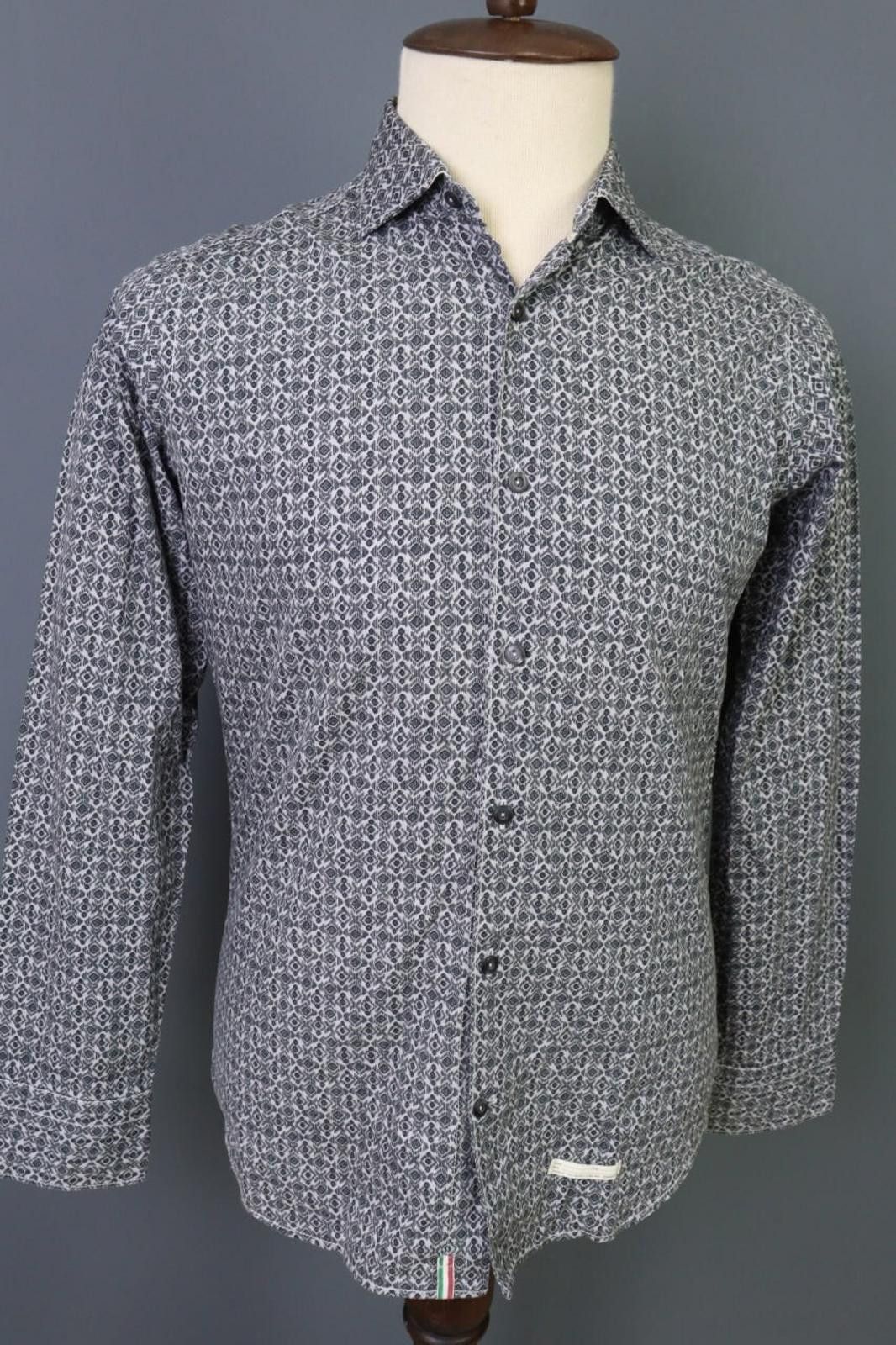 Designer Tintoria Mattei 954 Slim Luxury Printed Shirt Size 40 Size US M / EU 48-50 / 2 - 6 Thumbnail