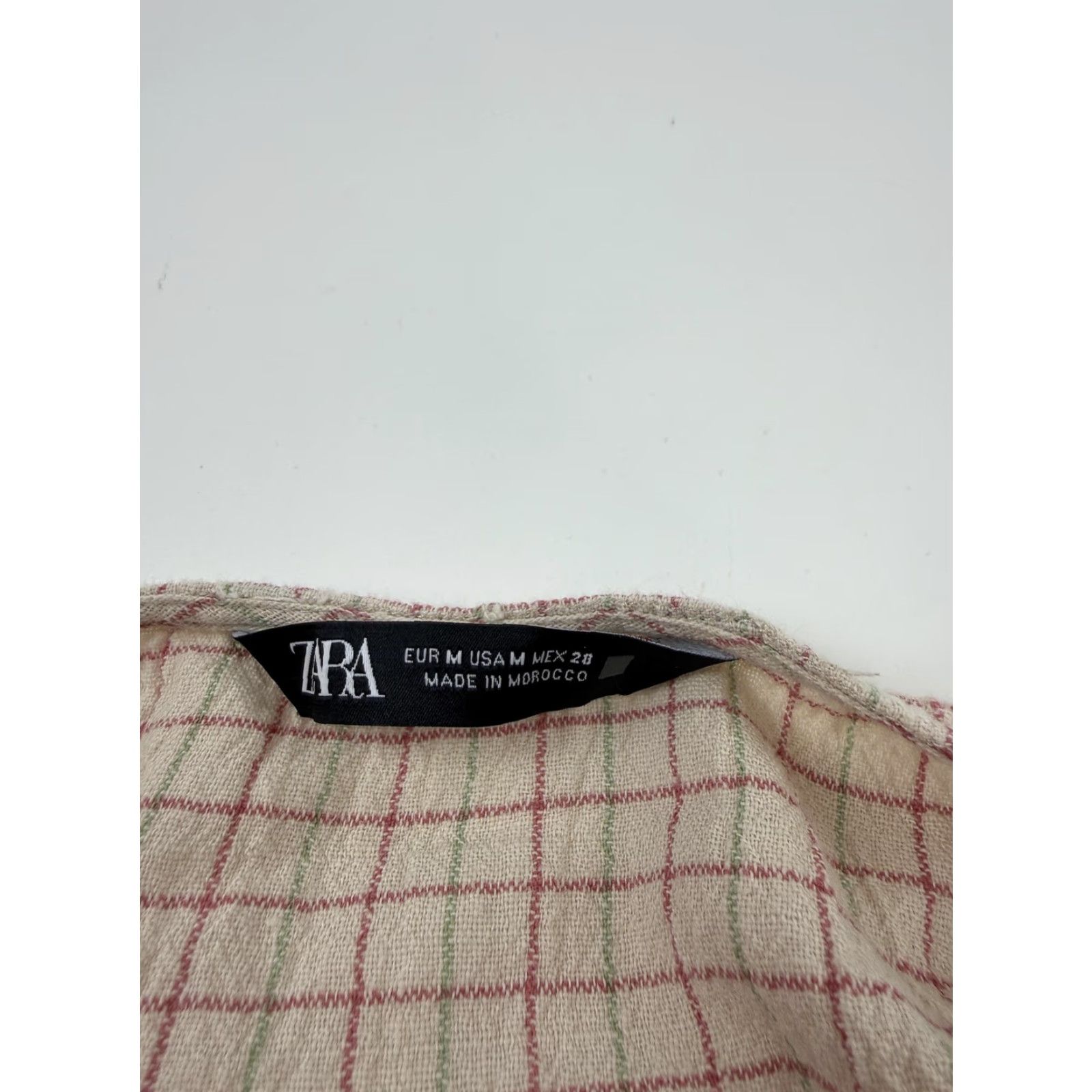 Zara Zara Dress Womens M Beige Check Puff Sleeve Cutout Sundress Mini Linen Blend Size M / US 6-8 / IT 42-44 - 2 Thumbnail