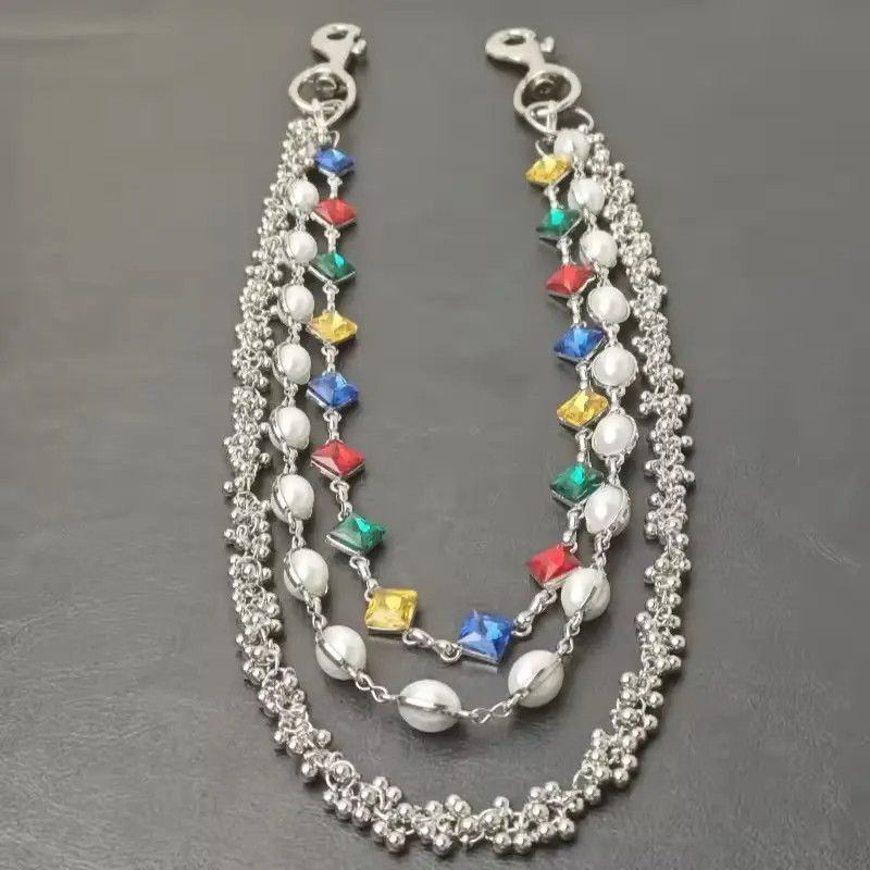 Jewelry Rhinestone Three Layers Pearl Pants Chain Waist Chain Size ONE SIZE - 7 Thumbnail