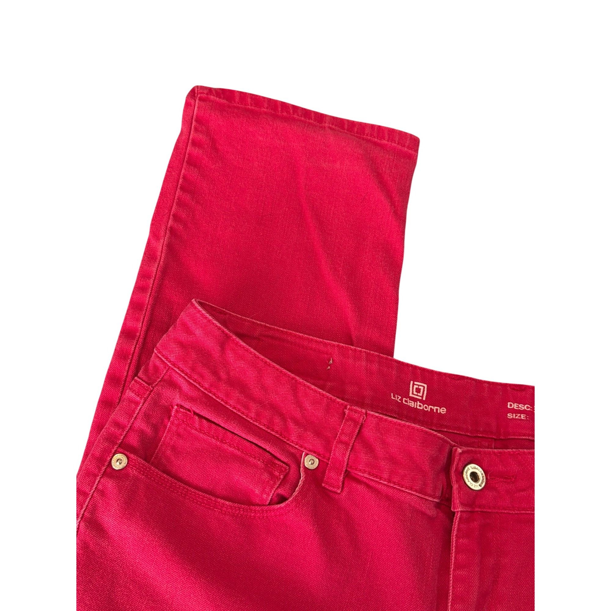 Liz Claiborne Liz Claiborne Stretch Straight Leg Denim Jeans Red Pink Size Size 34" / US 12 / IT 48 - 2 Thumbnail
