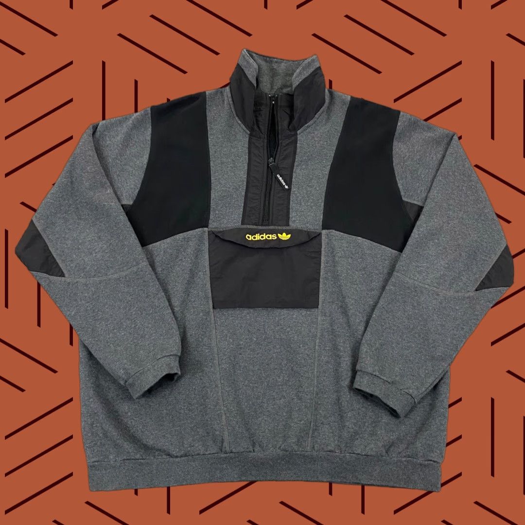 Adidas ADIDAS Jacket Mens XL Gray Black Sweatshirt Advantage Field Half Zip Pullover Size US XL / EU 56 / 4 - 1 Thumbnail