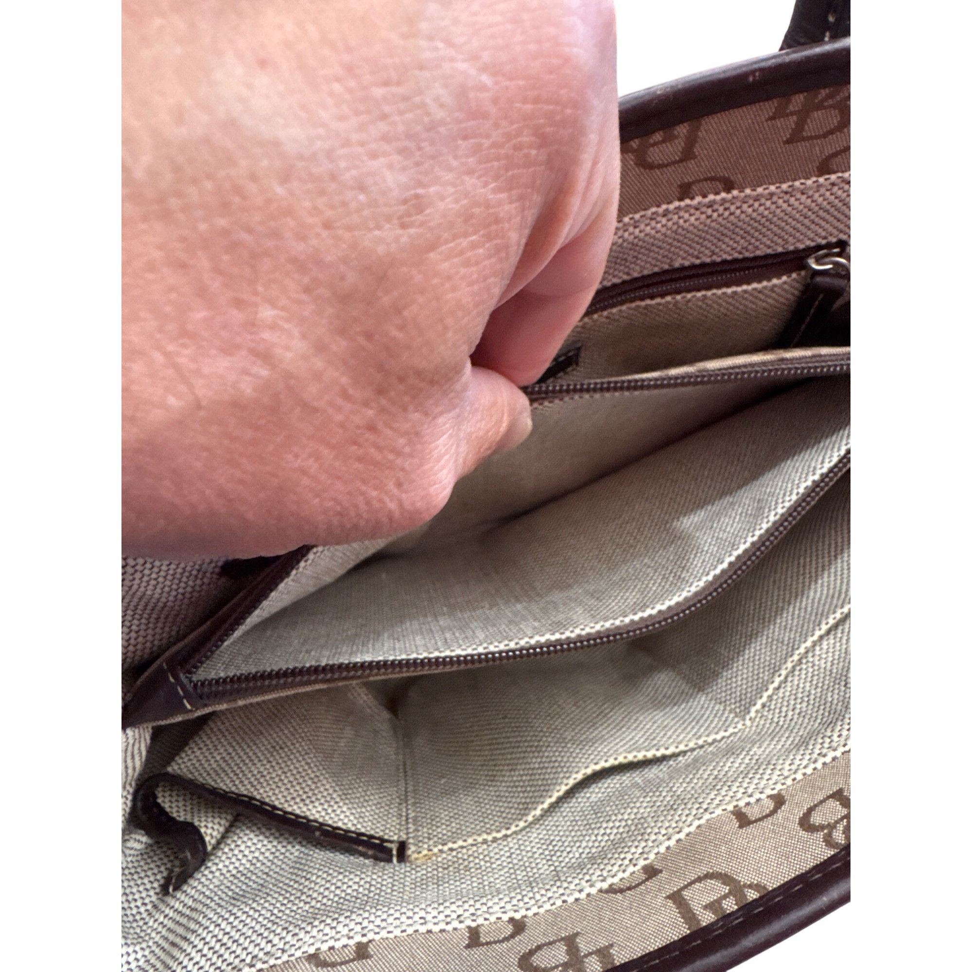 Dooney & Bourke Dooney Bourke womans Brown Leather Canvas Satchel Handbag SK Size ONE SIZE - 13 Thumbnail
