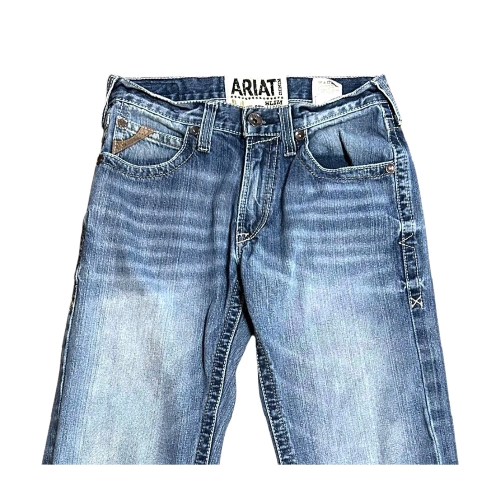 Ariat Ariat Denim M5 Slim Straight Women's Blue Jeans Size 29x32 Western Cowboy Horse Southwestern M5 Slim Straight Jeans Size 29" - 5 Thumbnail