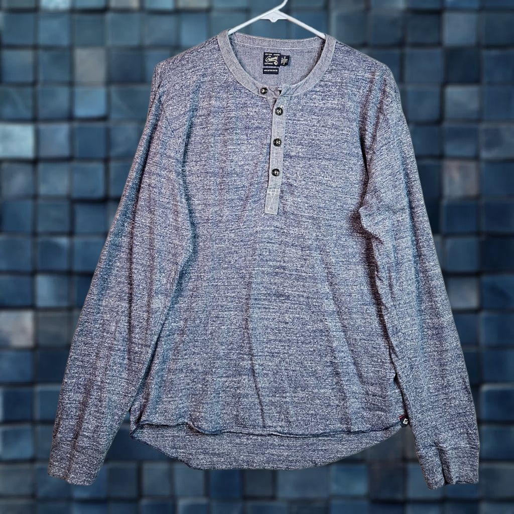 Grayers Grayers Men's Pullover Henley Button Up Long Sleeve Blue Cotton Shirt L Regular Gray Size US L / EU 52-54 / 3 - 1 Thumbnail