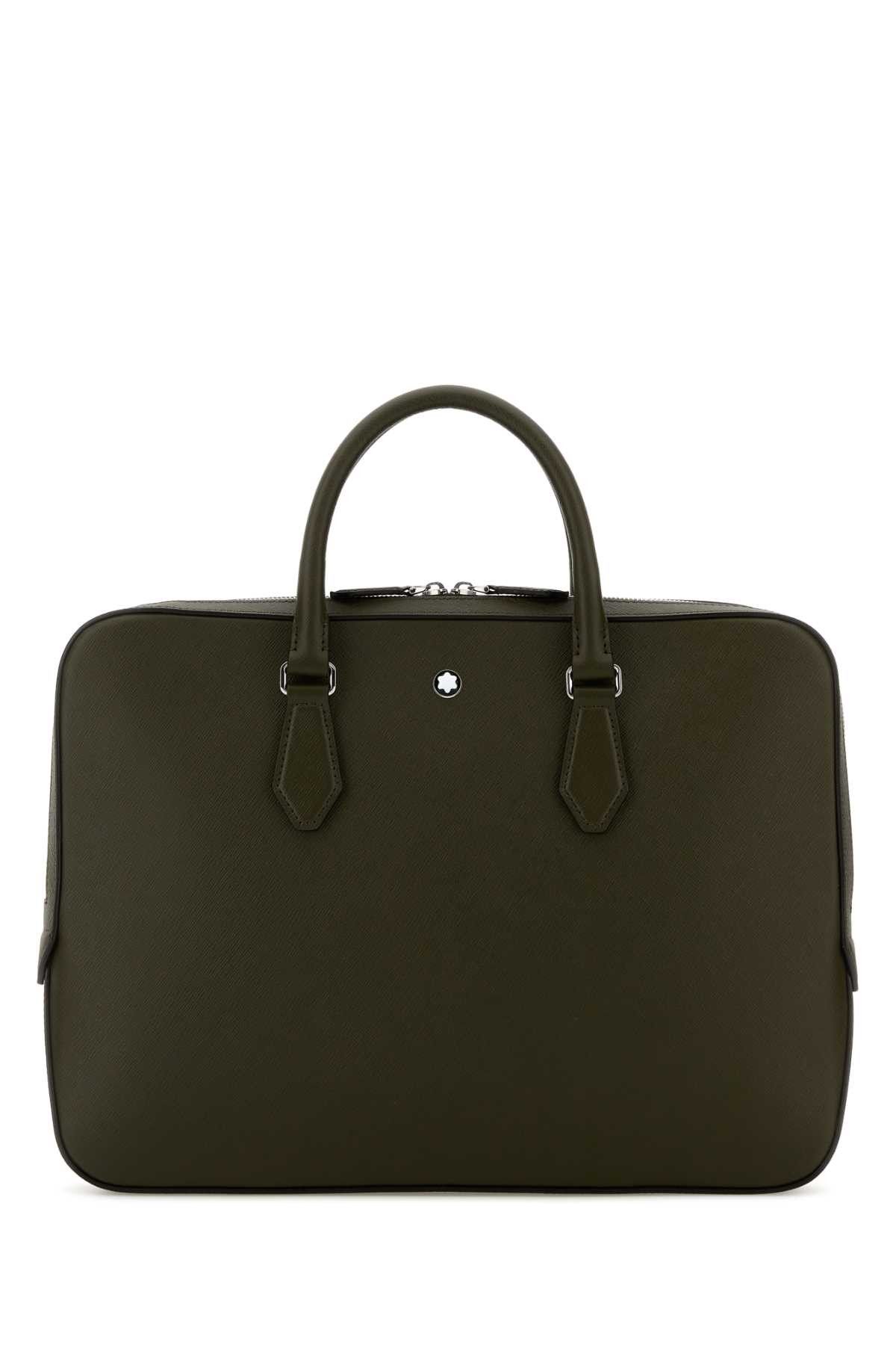Montblanc Olive Green Leather Sartorial Briefcase Size ONE SIZE - 1 Thumbnail