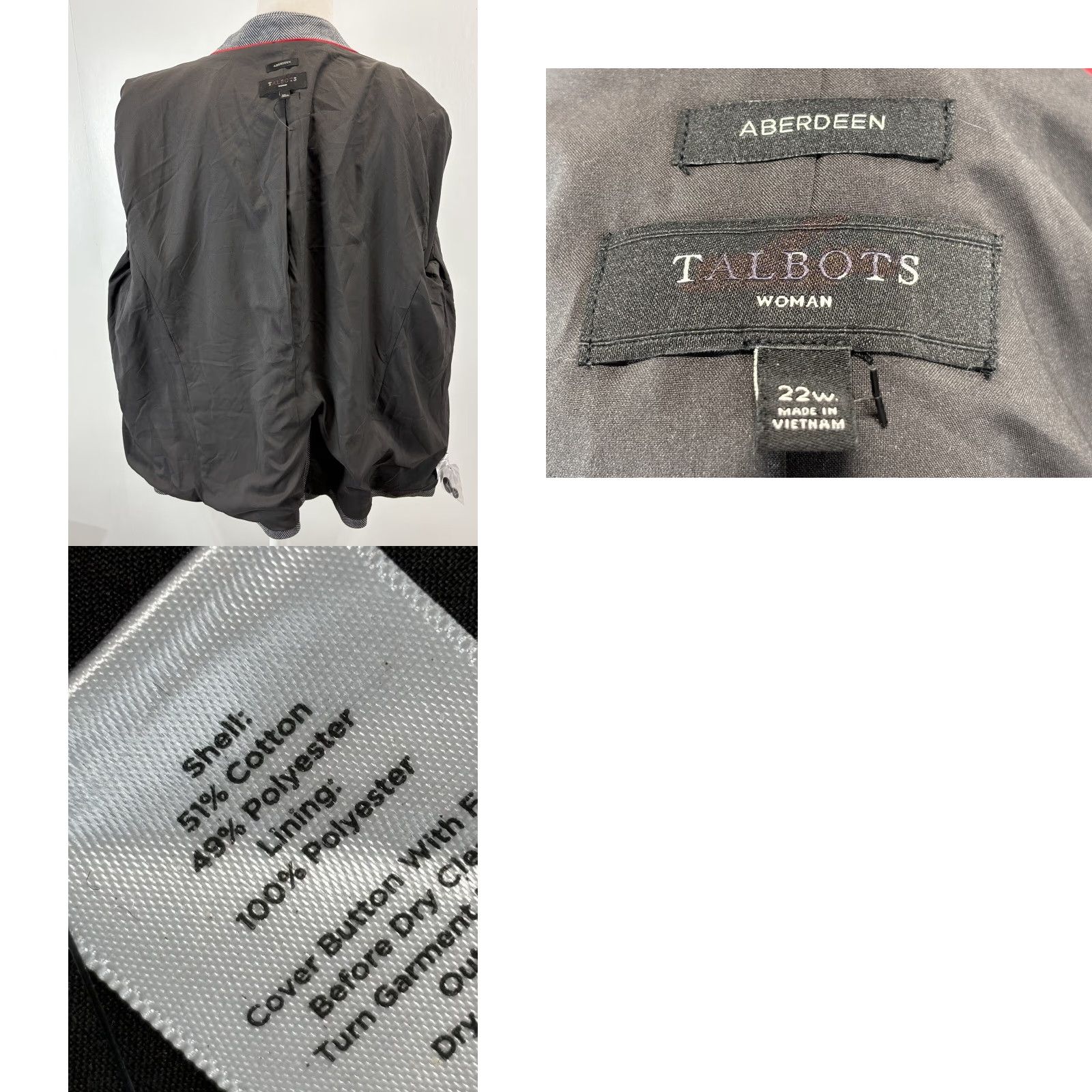 Talbots Talbots Plus Blazer Jacket 22W Gray Herringbone Long Sleeve Womens Size 3XL / US 20-22 - 8 Thumbnail