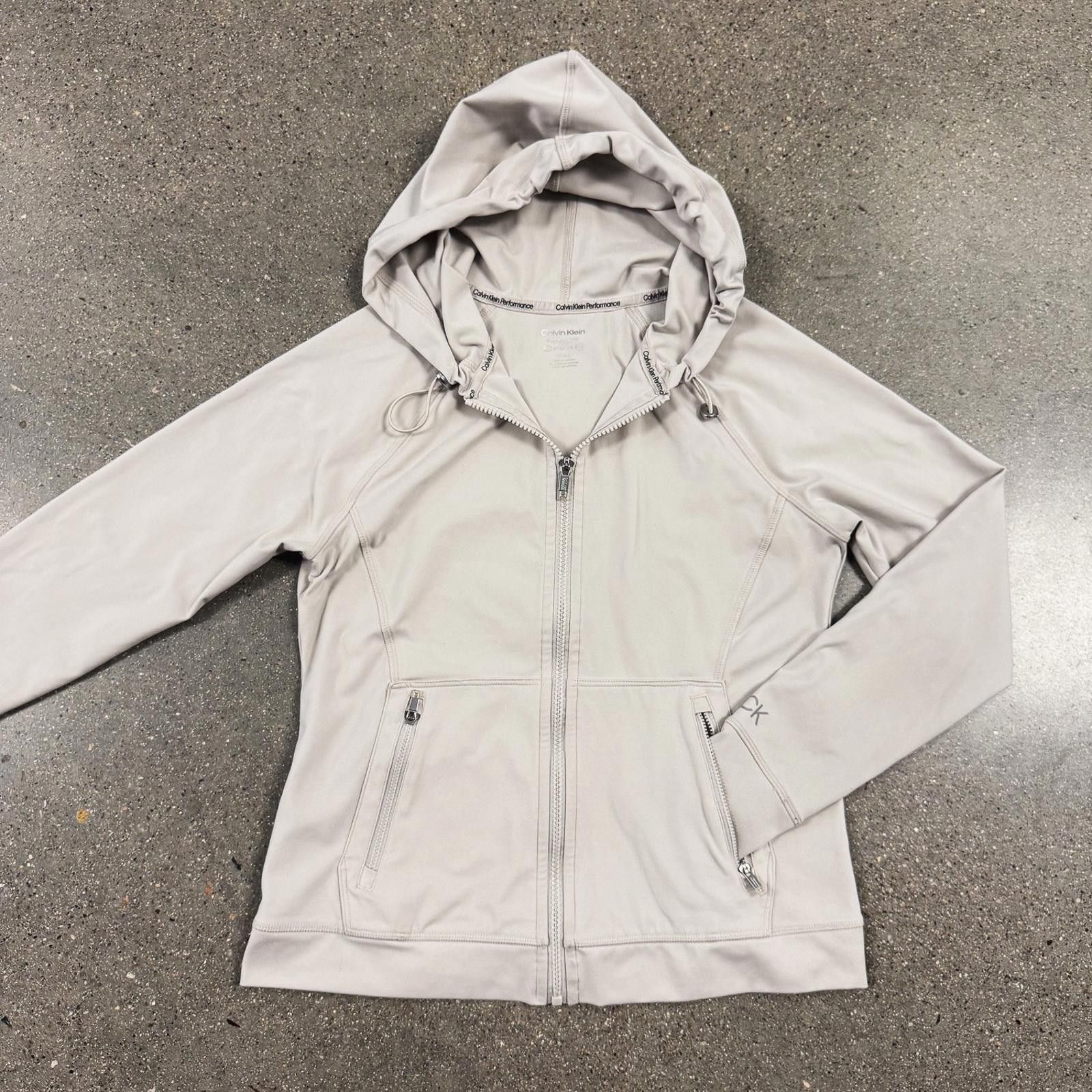Designer Calvin Klein Jacket Womens S Stretch Hooded Full Zip CK Size S / US 4 / IT 40 - 1 Thumbnail