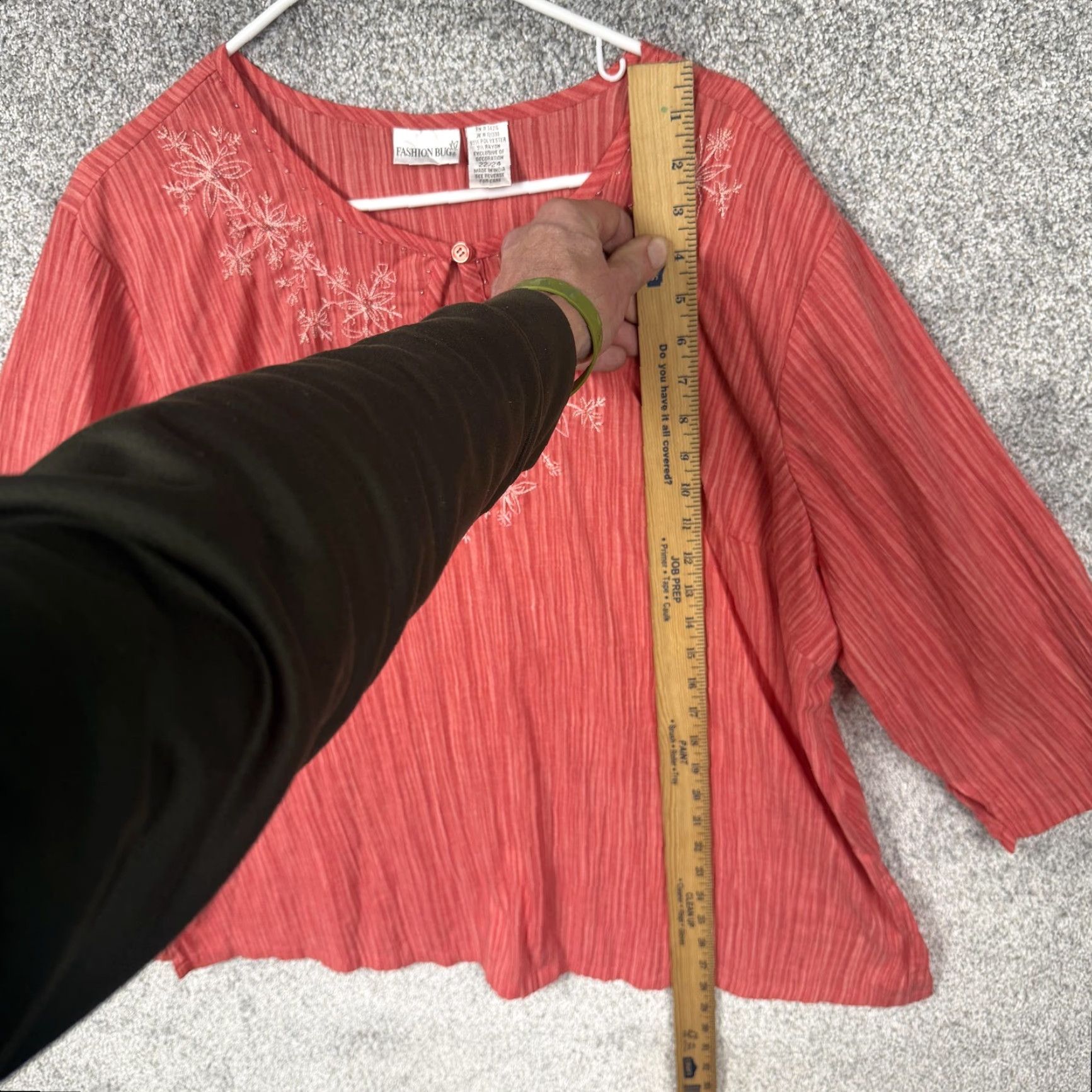 Vintage VINTAGE Fashion Bug Blouse 22/24 Plus Coral Embroidered Tunic 3/4 Sleeve Pink Boho Cottagecore Women Mens Girlsոշ Size 3XL / US 20-22 - 2 Thumbnail