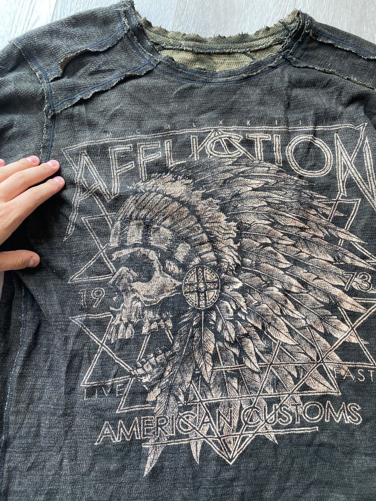 Affliction × Vintage Y2K RARE Affliction Wing Reversible Distressed Long Sleeve Size US XL / EU 56 / 4 - 10 Thumbnail