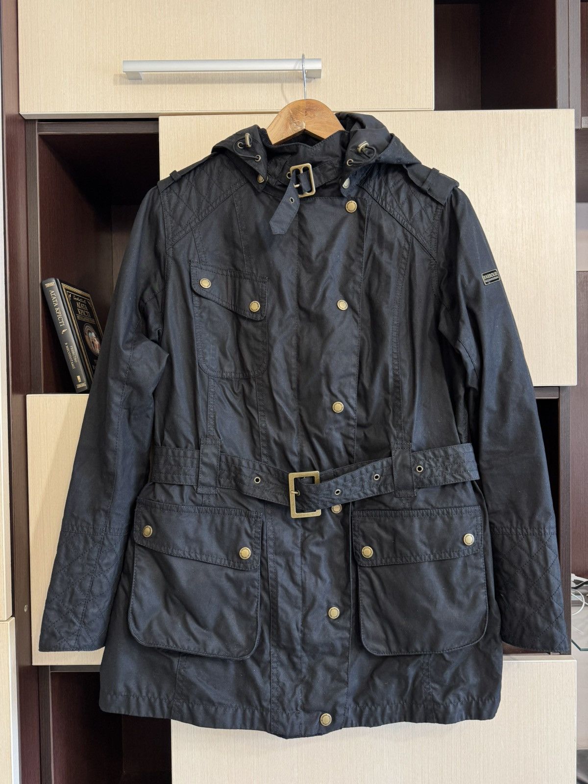 Barbour Barbour International Hairpin Hooded Wax Women’s Jacket Size L / US 10 / IT 46 - 1 Thumbnail