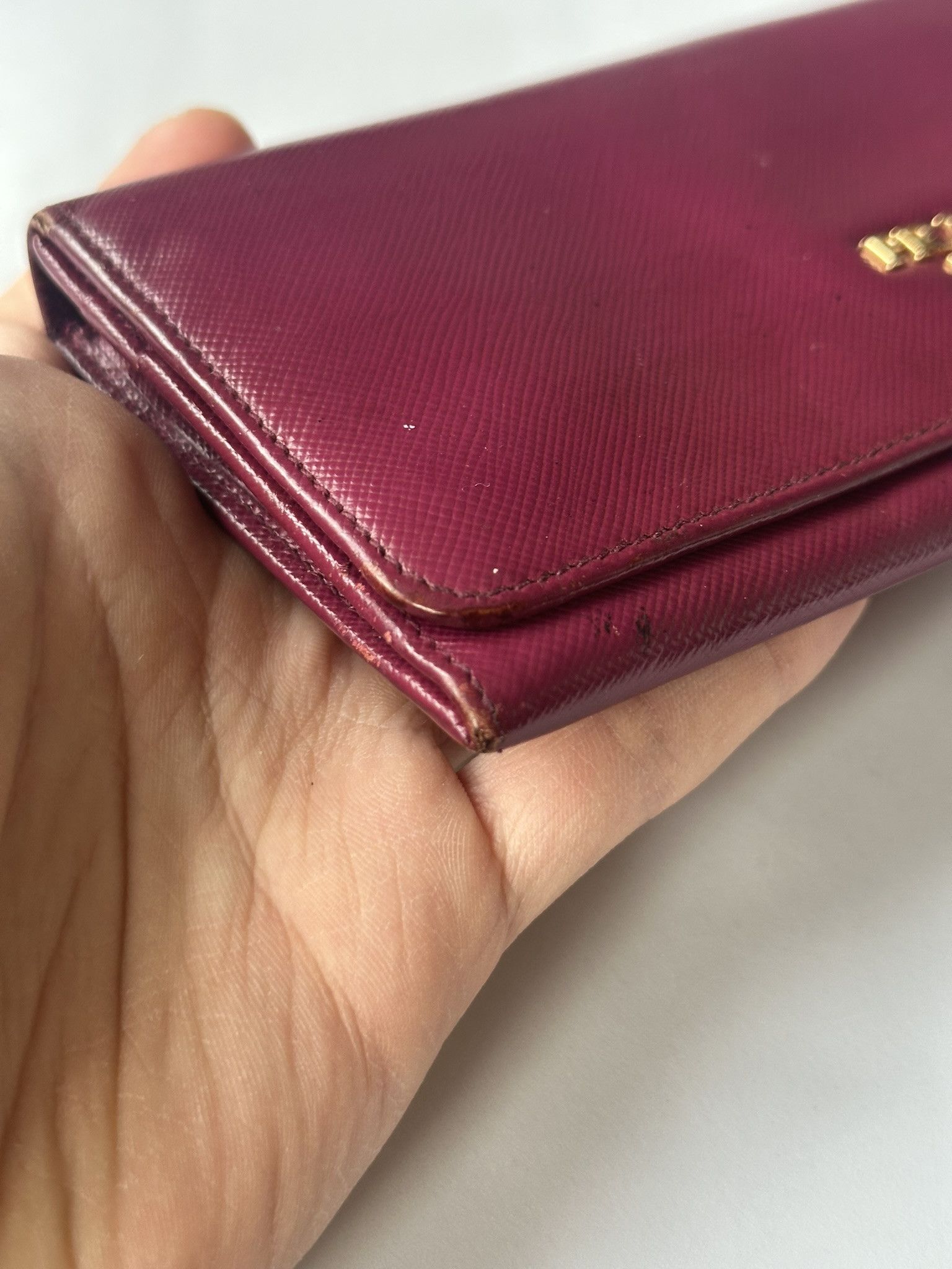 Prada Authentic Prada Wallet Saffiano Long Logo Magenta Size ONE SIZE - 3 Thumbnail