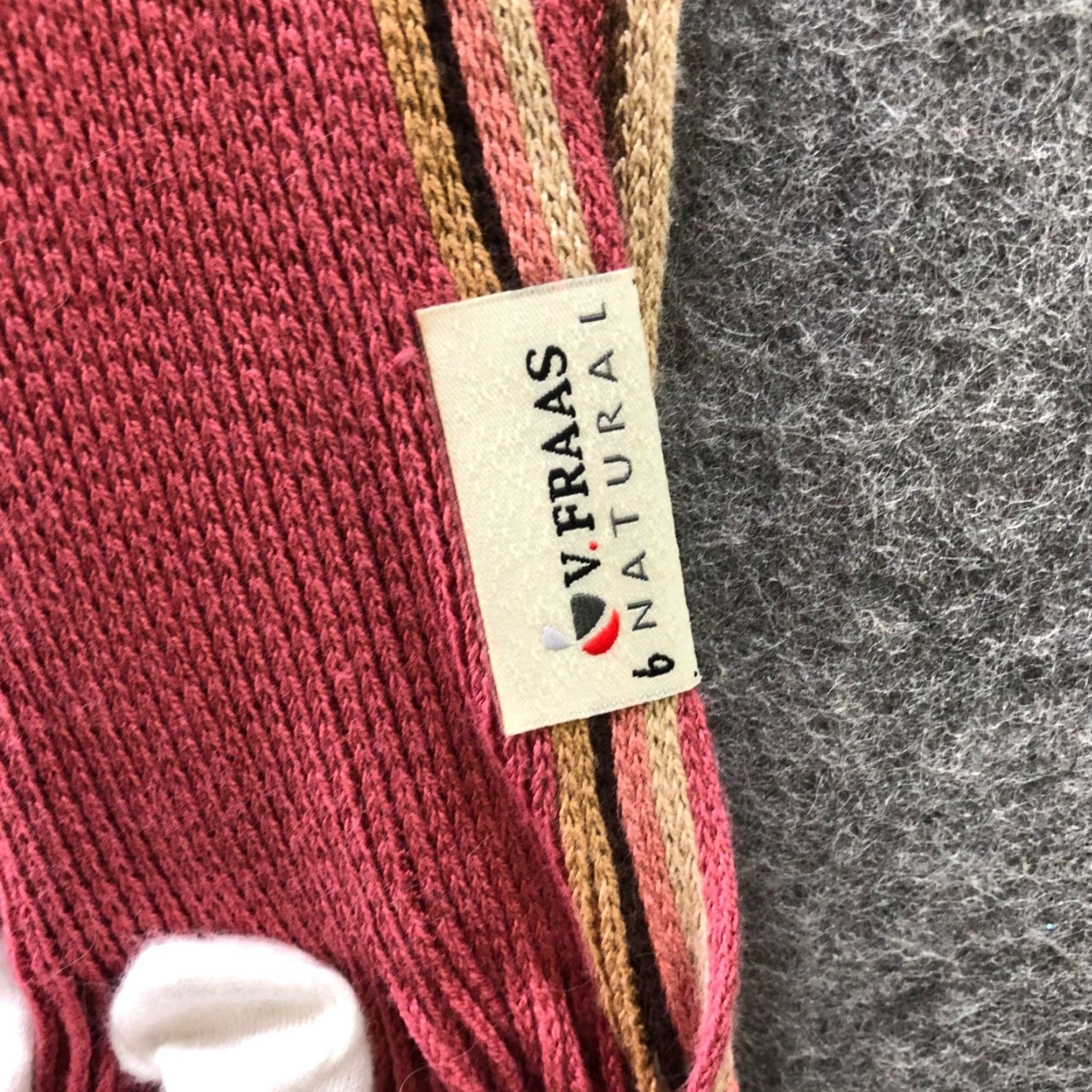 Vintage V. Fraas Germany 100% Bamboo Fringe Rectangle Scarf Pink Raspberry Stripe Womens Shirt/Scarf? Size ONE SIZE - 5 Thumbnail