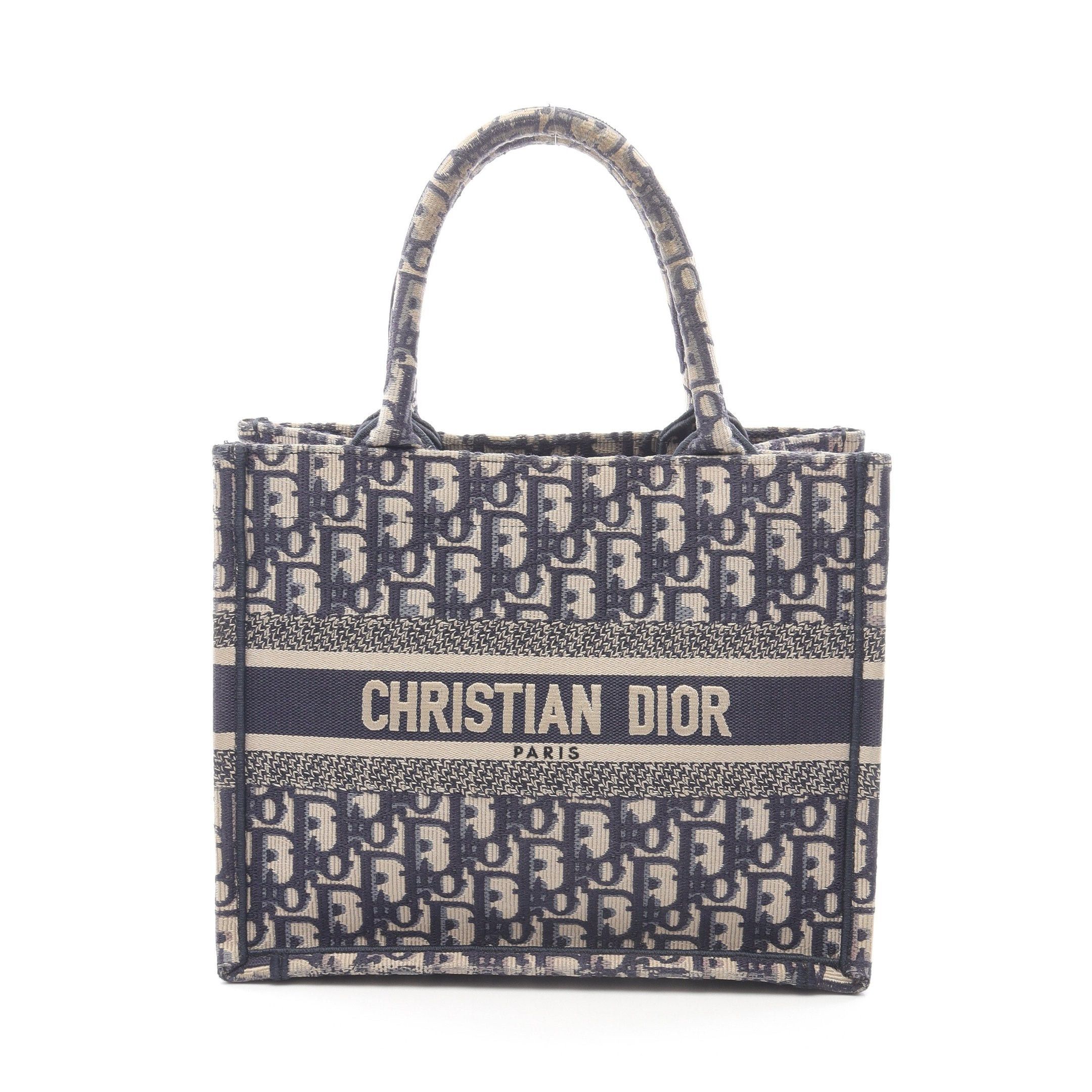 Dior Dior Dior Book Tote Small Handbag Bag Canvas Ivory Navy Size ONE SIZE - 1 Thumbnail