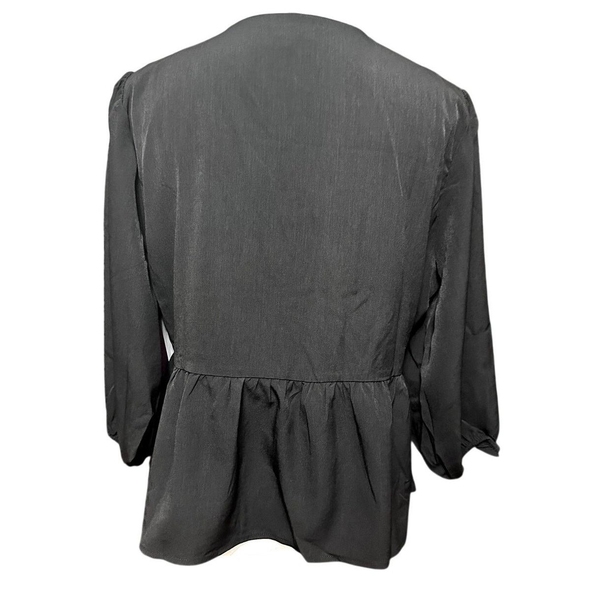 Other Riley & Rae Black Bohemian Peplum Tie Front Blouse XXL NWT Size XXL / US 16-18 / IT 52-54 - 5 Thumbnail