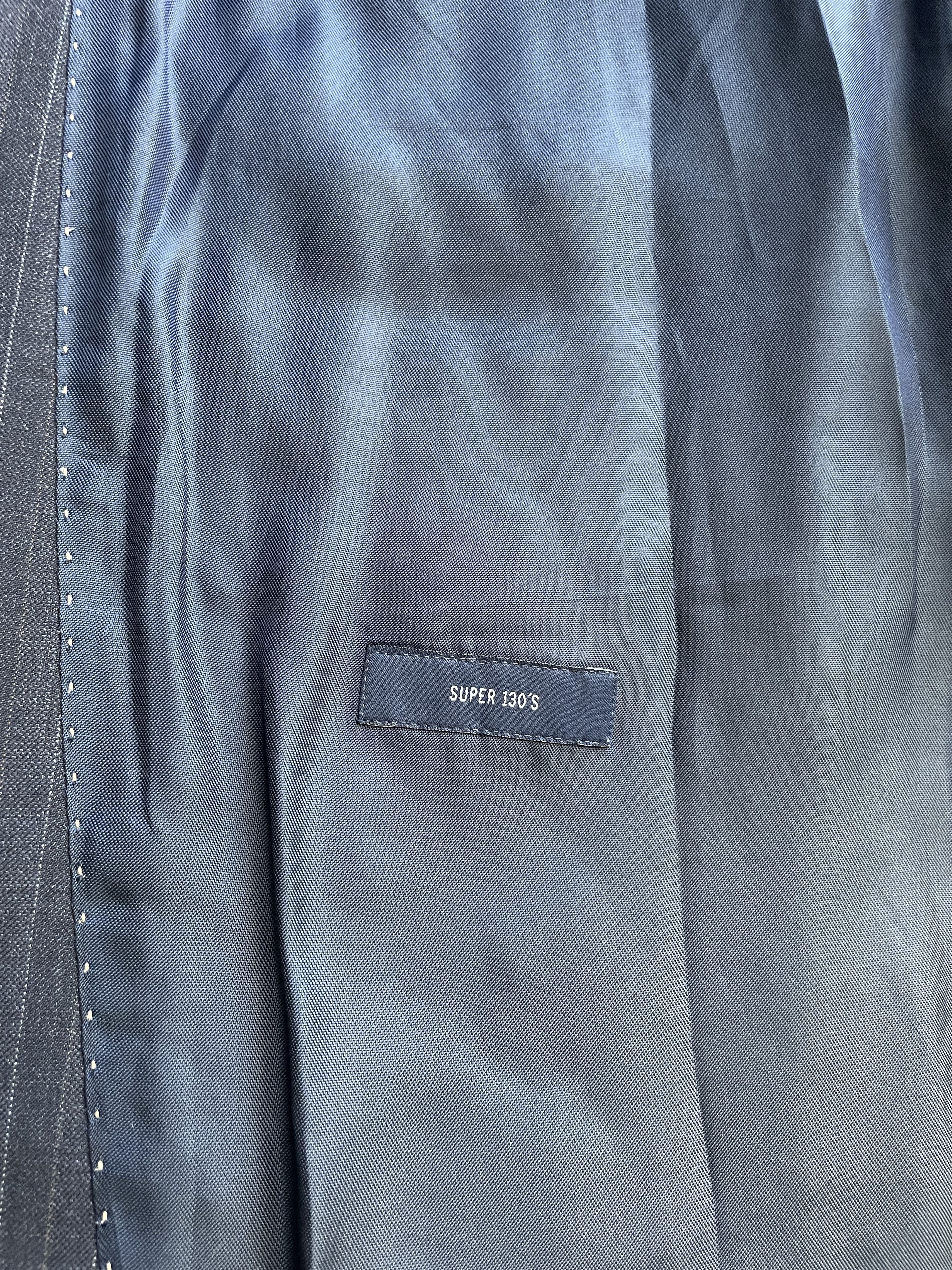 Burberry Burberry K-Knopf Striped Navy Wool Suit Jacket Blazer Size 44R - 8 Thumbnail